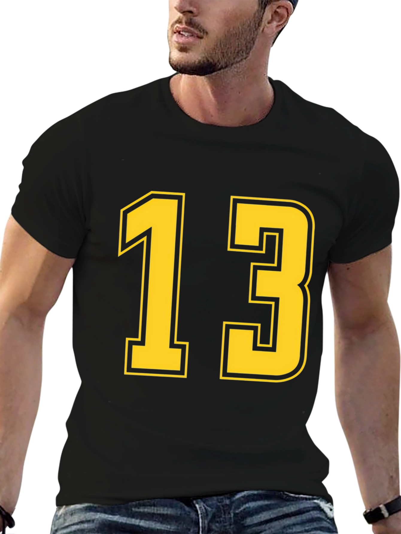 Black T-Shirt with Yellow Number 13