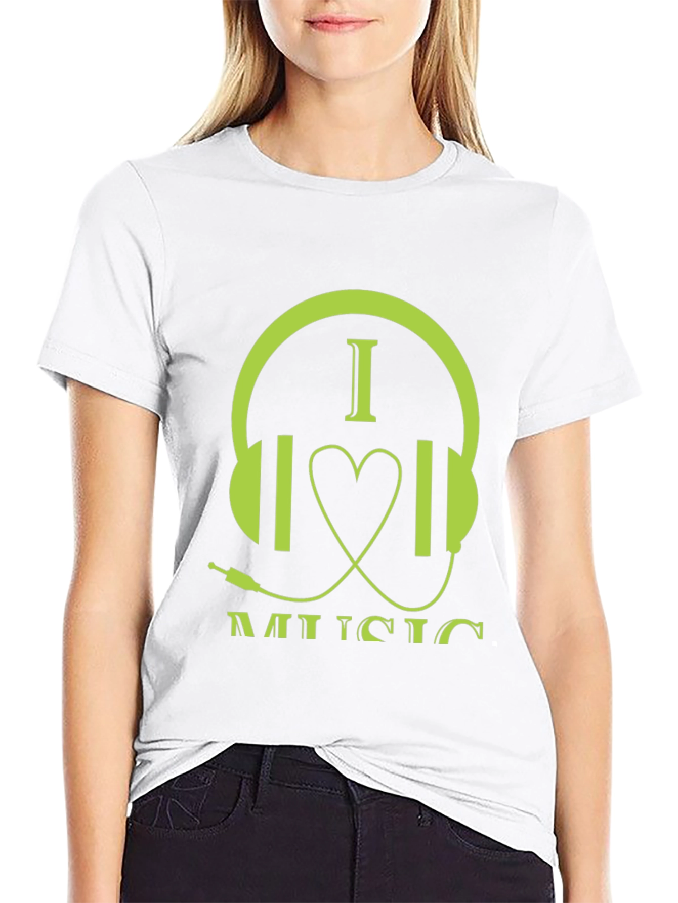 I Love Music Graphic Tee - Stylish Headphone Design