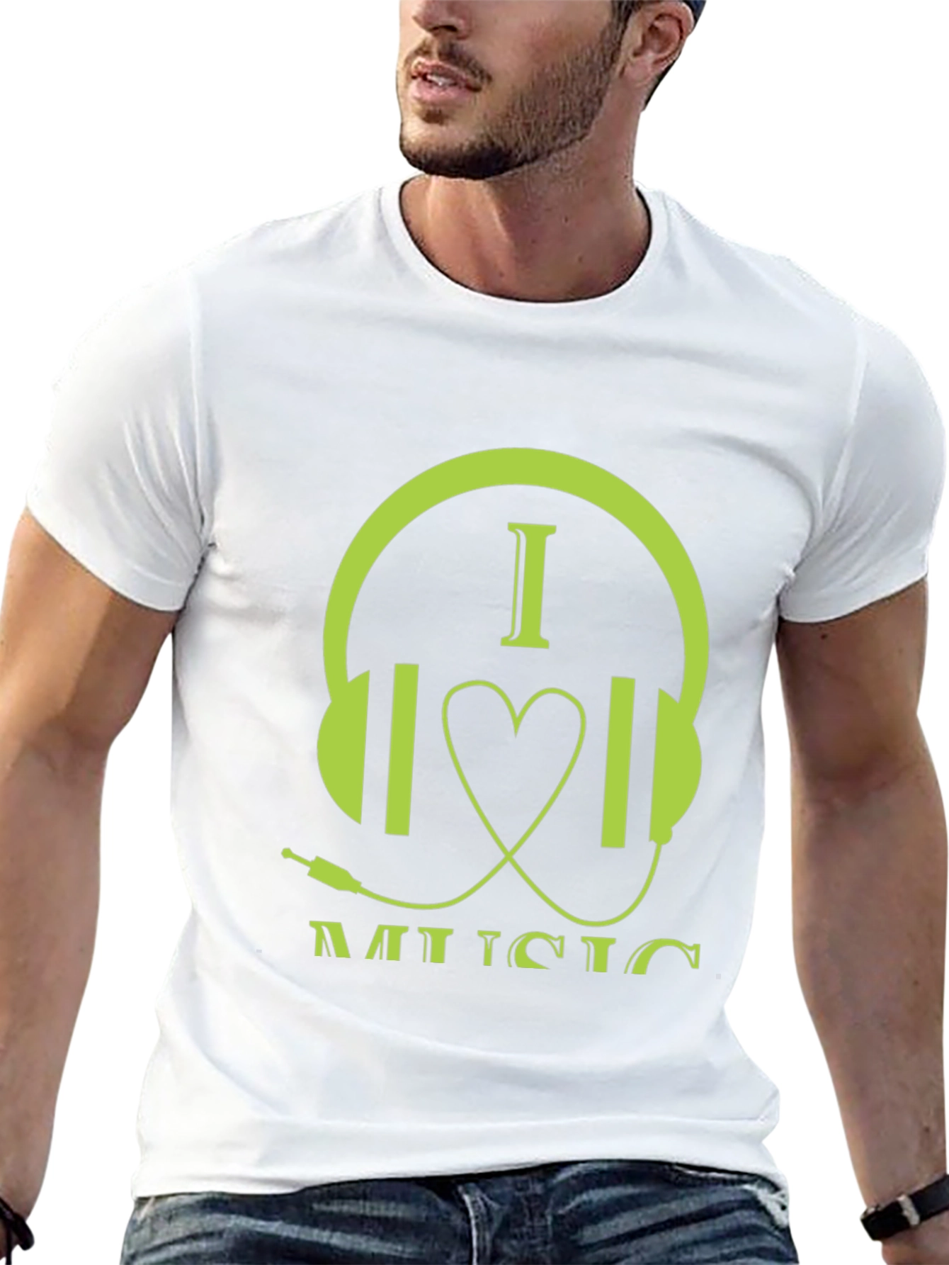I Love Music Graphic Tee - Stylish Headphone Design