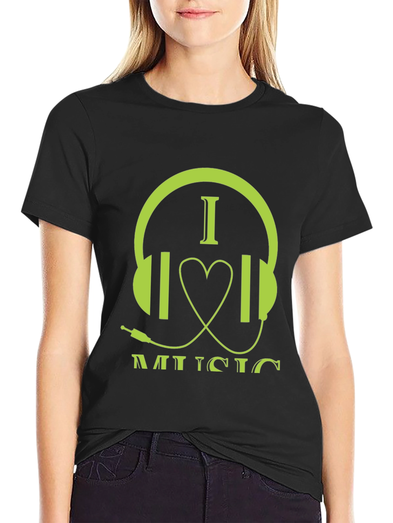 I Love Music Graphic Tee - Stylish Headphone Design