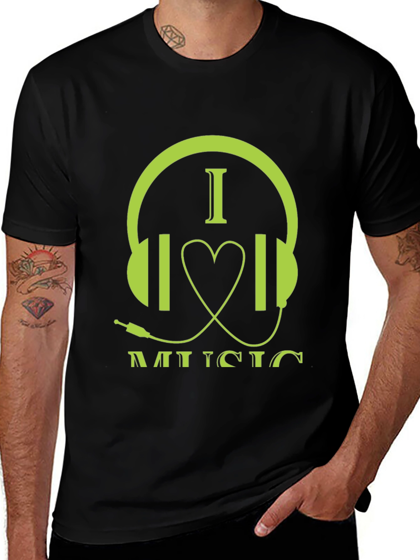 I Love Music Graphic Tee - Stylish Headphone Design