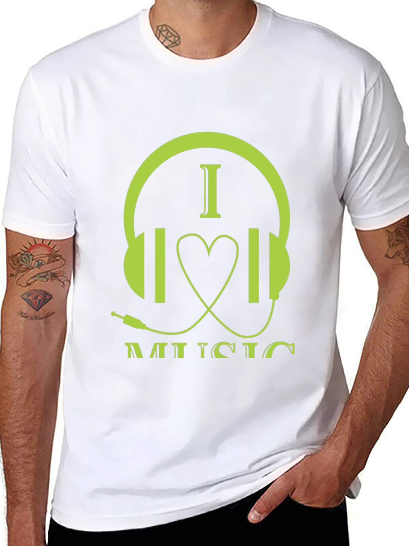 I Love Music Graphic Tee - Stylish Headphone Design