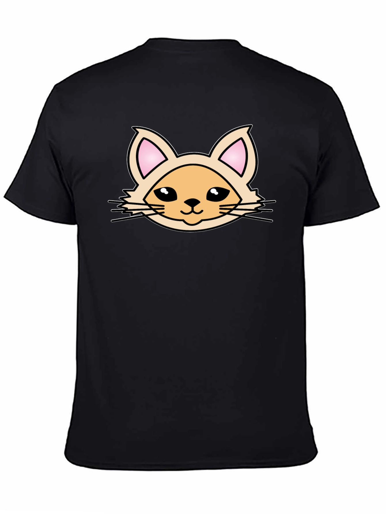 Cute Cartoon Cat Graphic T-Shirt - Black
