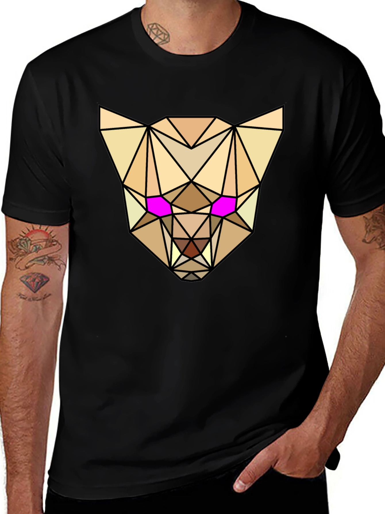 Geometric Animal Tee - Abstract Lynx Graphic T-Shirt