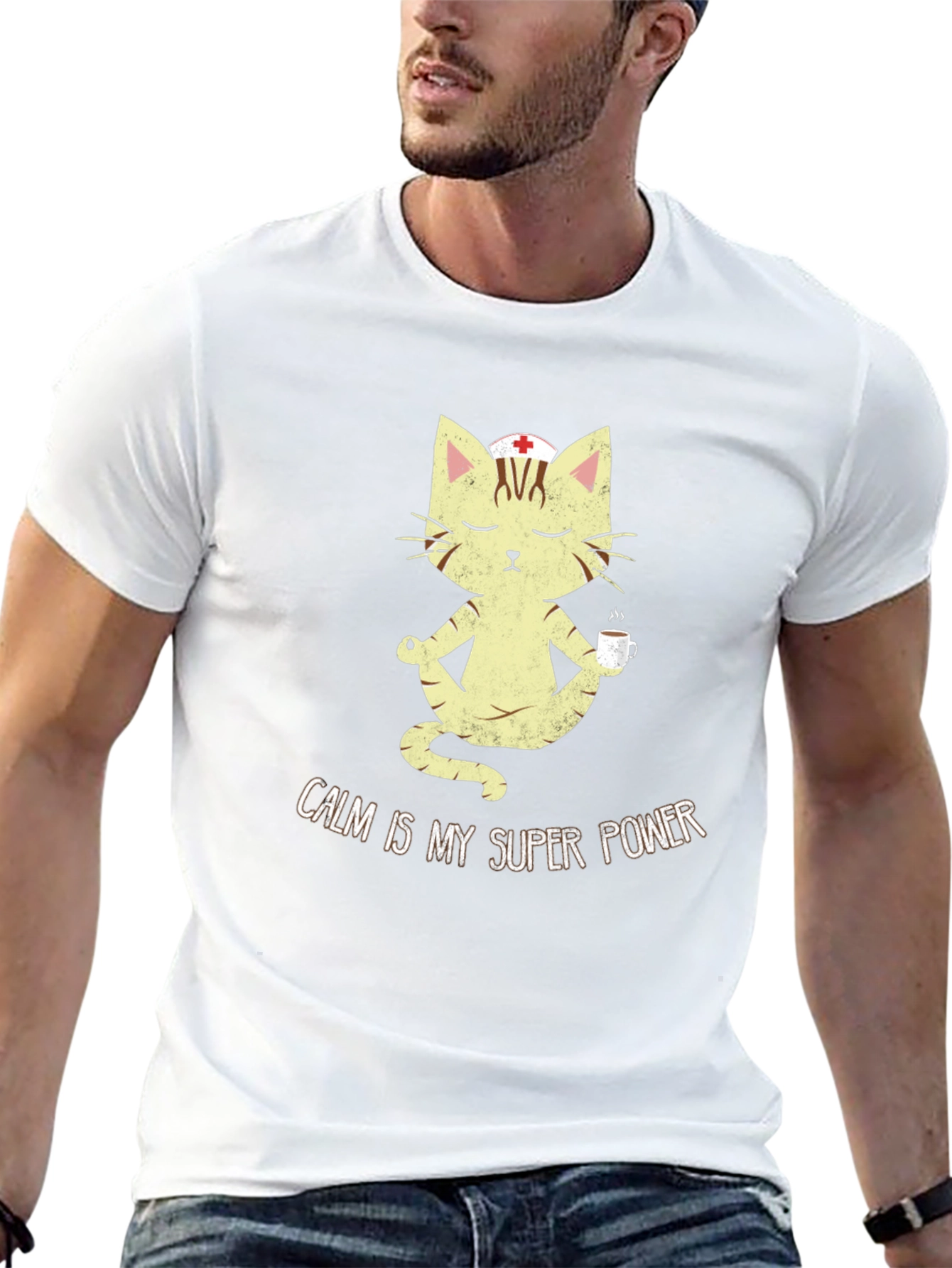 Calm is My Superpower Nurse Cat T-Shirt
