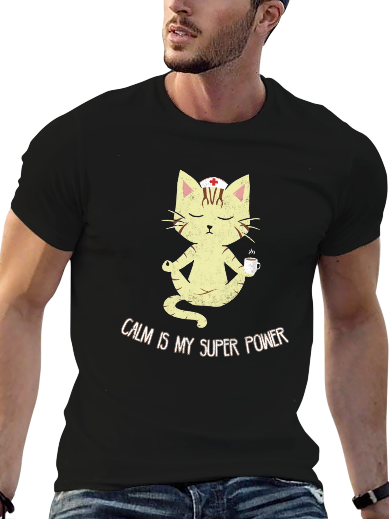 Calm is My Superpower Nurse Cat T-Shirt