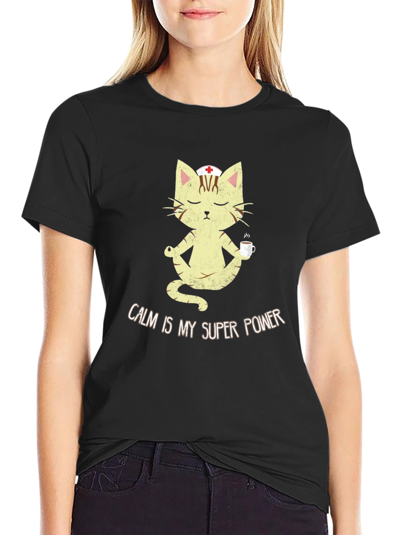 Calm is My Superpower Nurse Cat T-Shirt