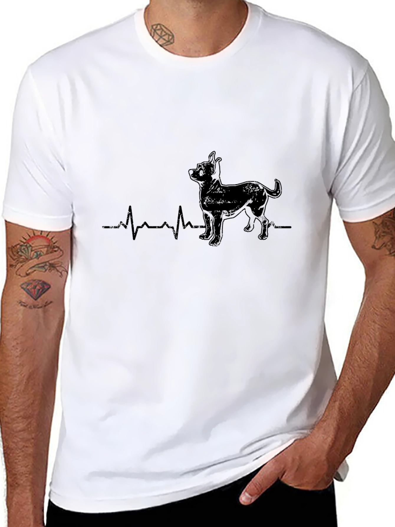 Dog Heartbeat Graphic Tee - Mens Black T-Shirt