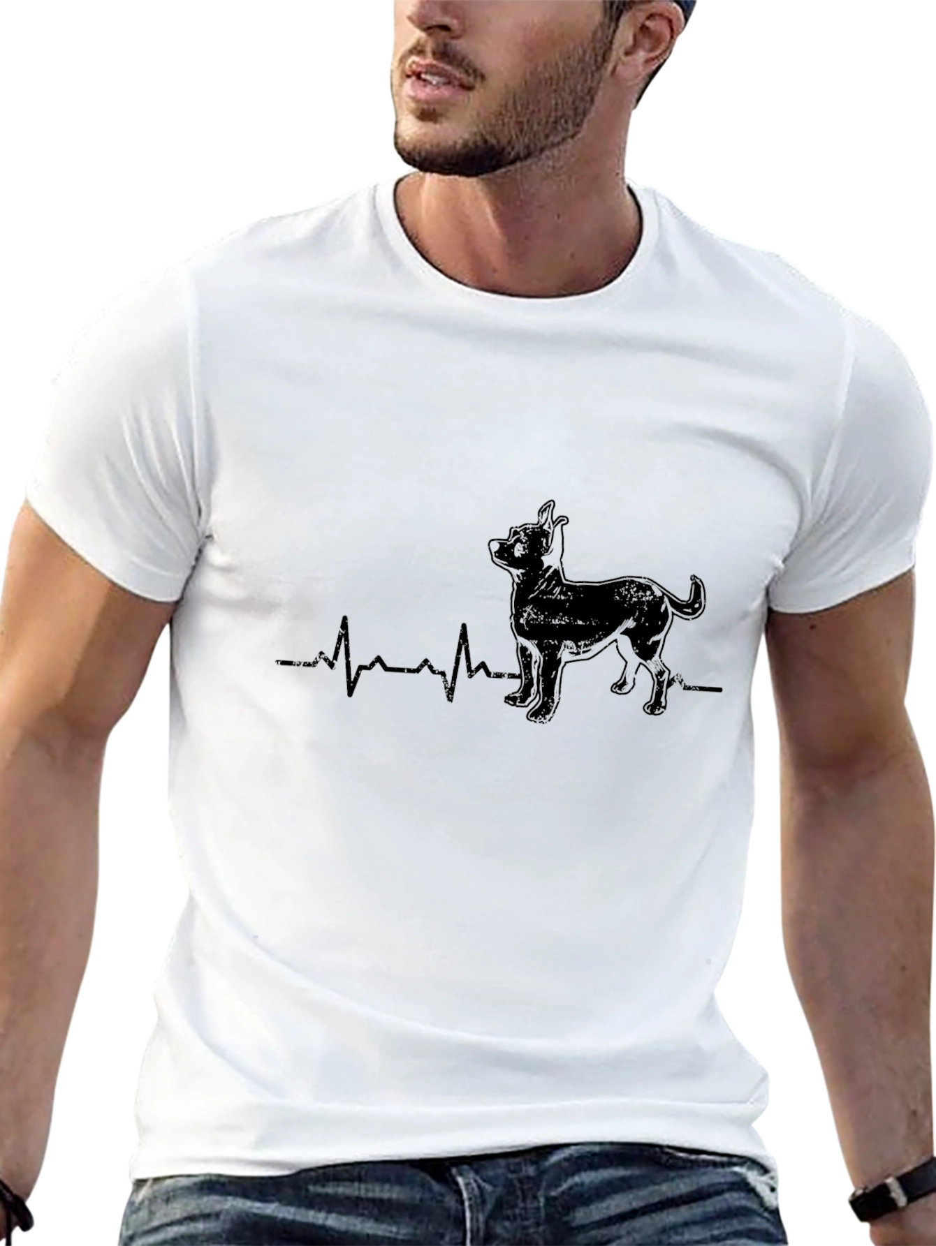 Dog Heartbeat Graphic Tee - Mens Black T-Shirt