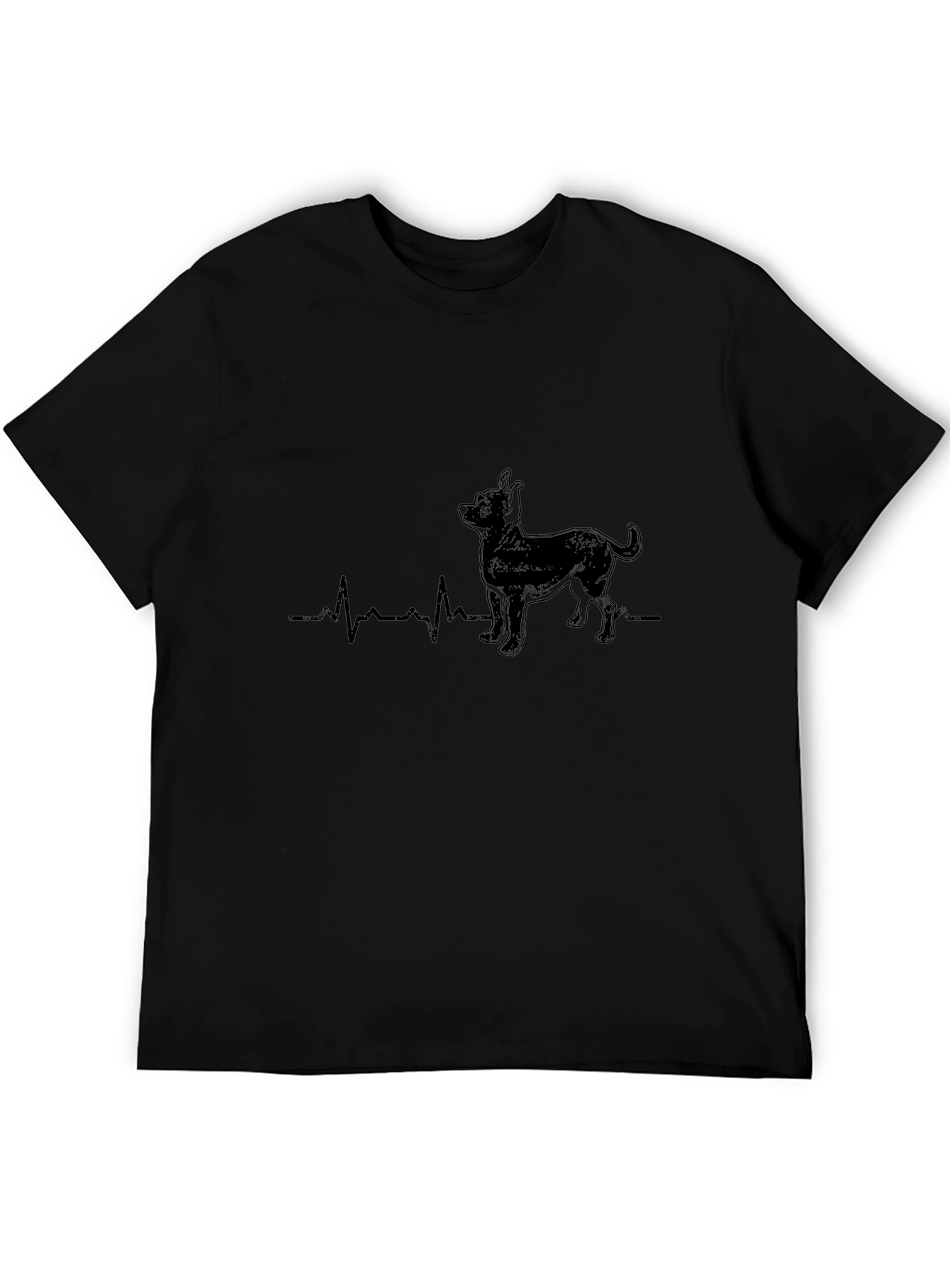 Dog Heartbeat Graphic Tee - Mens Black T-Shirt