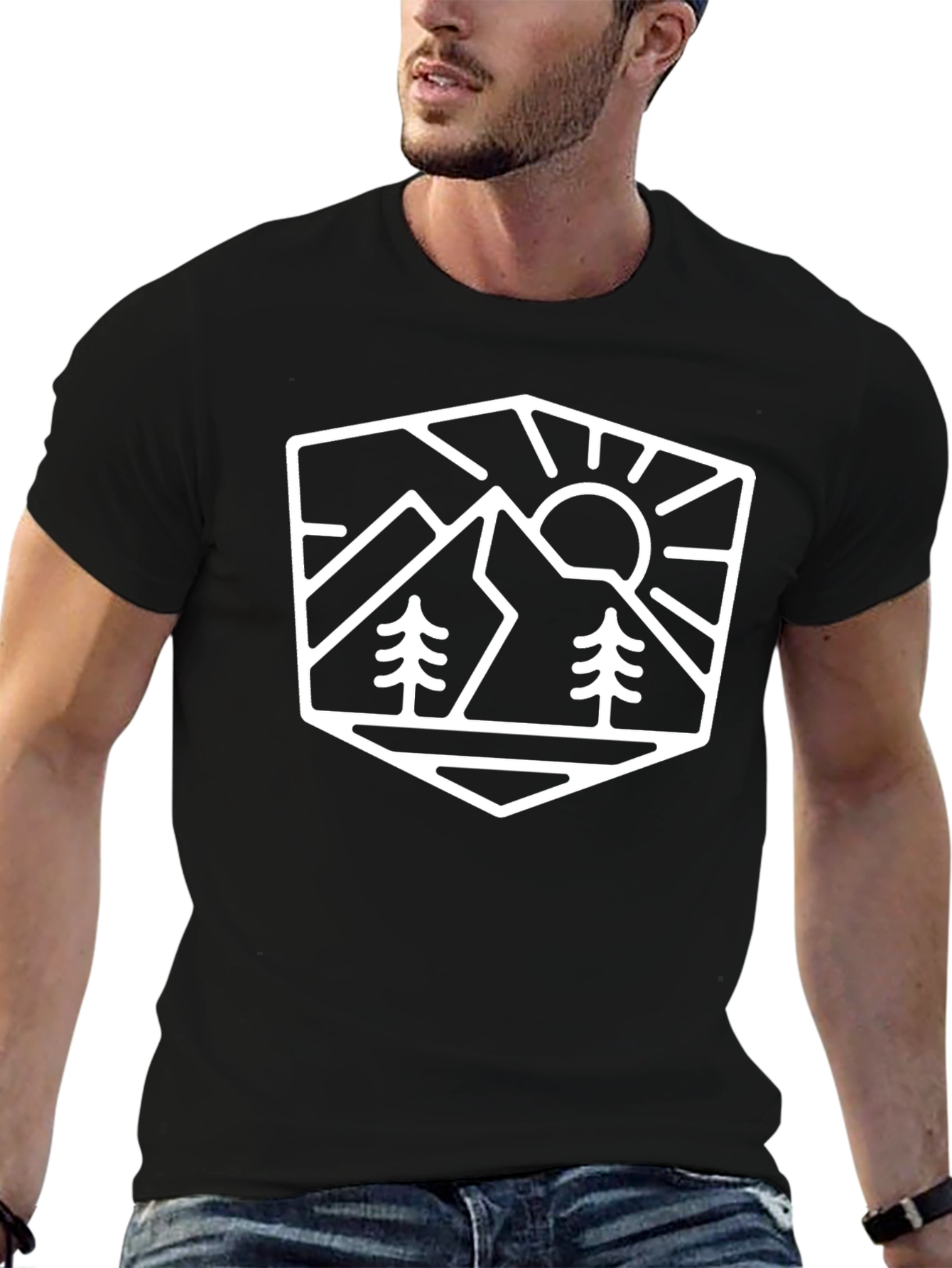 Mountainscape Graphic Black T-Shirt