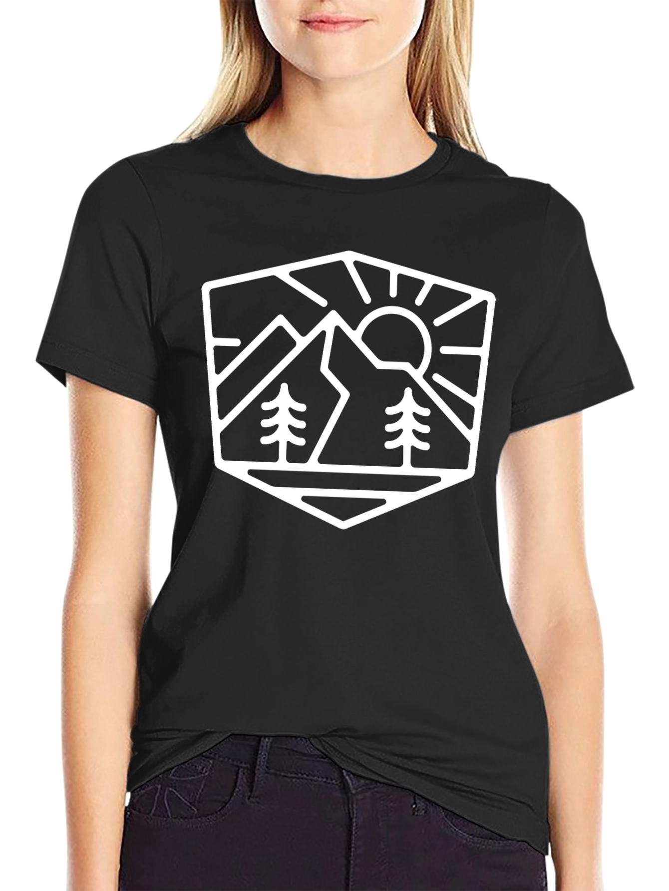 Mountainscape Graphic Black T-Shirt