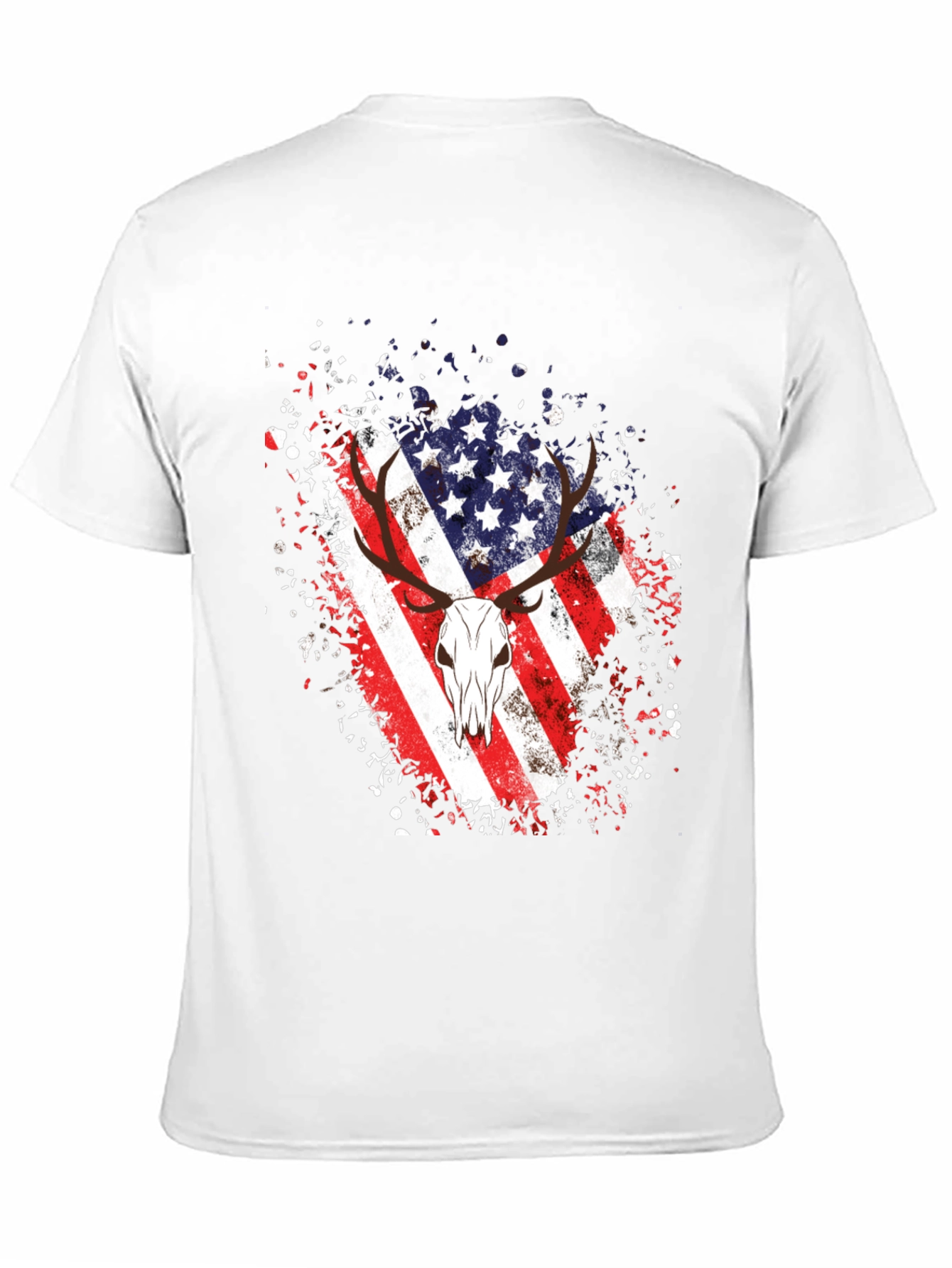 American Flag Deer Skull Graphic Tee - Black