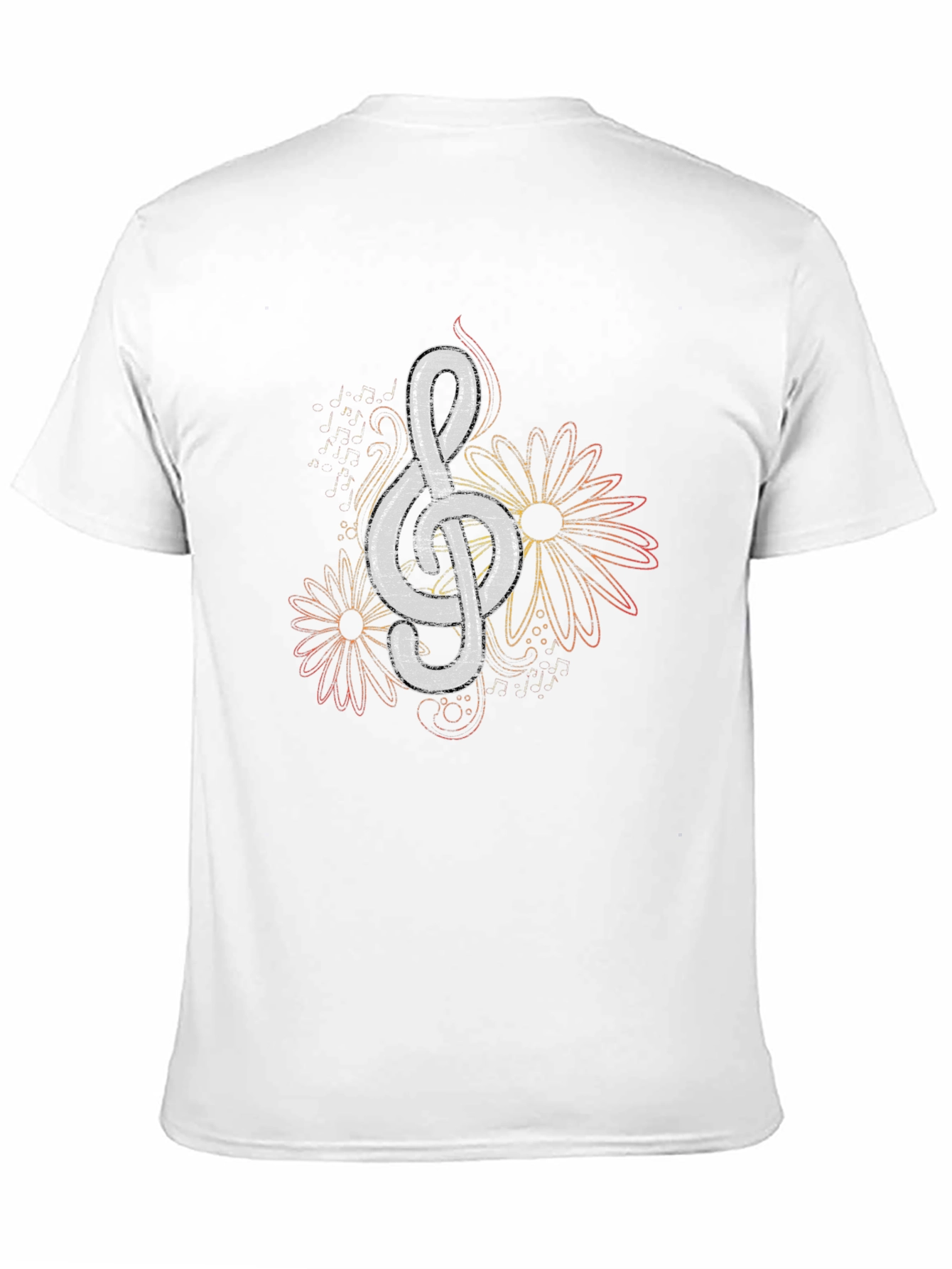 Floral Treble Clef Black Graphic Tee