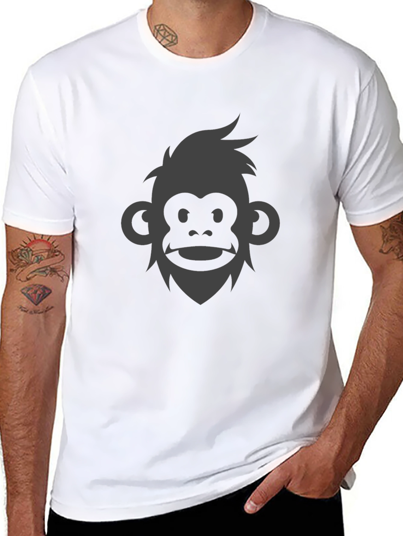 Monkey Face Graphic Tee - Modern Style