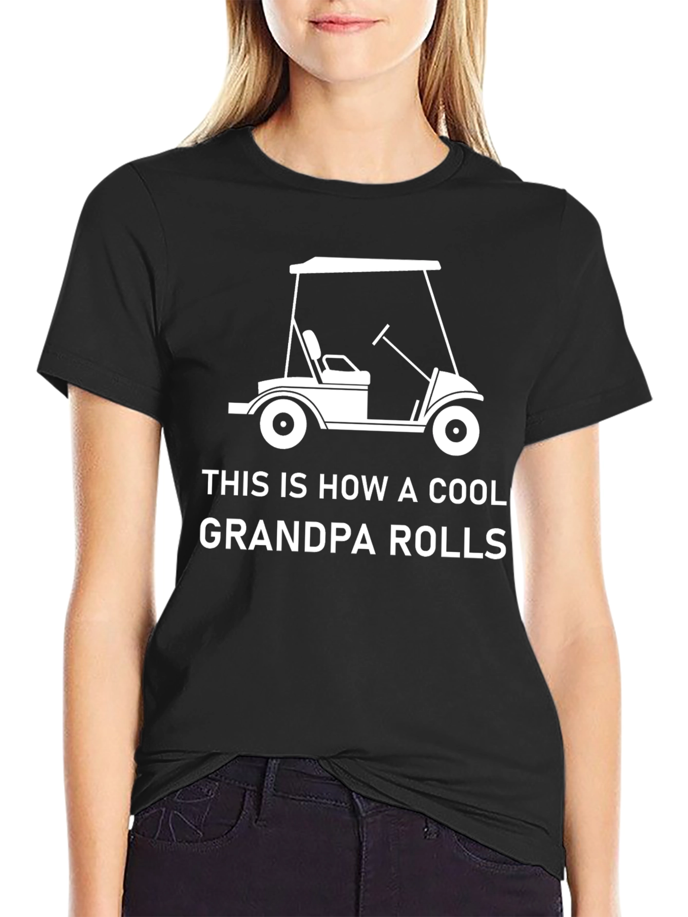 Cool Grandpa Golf Cart T-Shirt - Black Cotton Tee