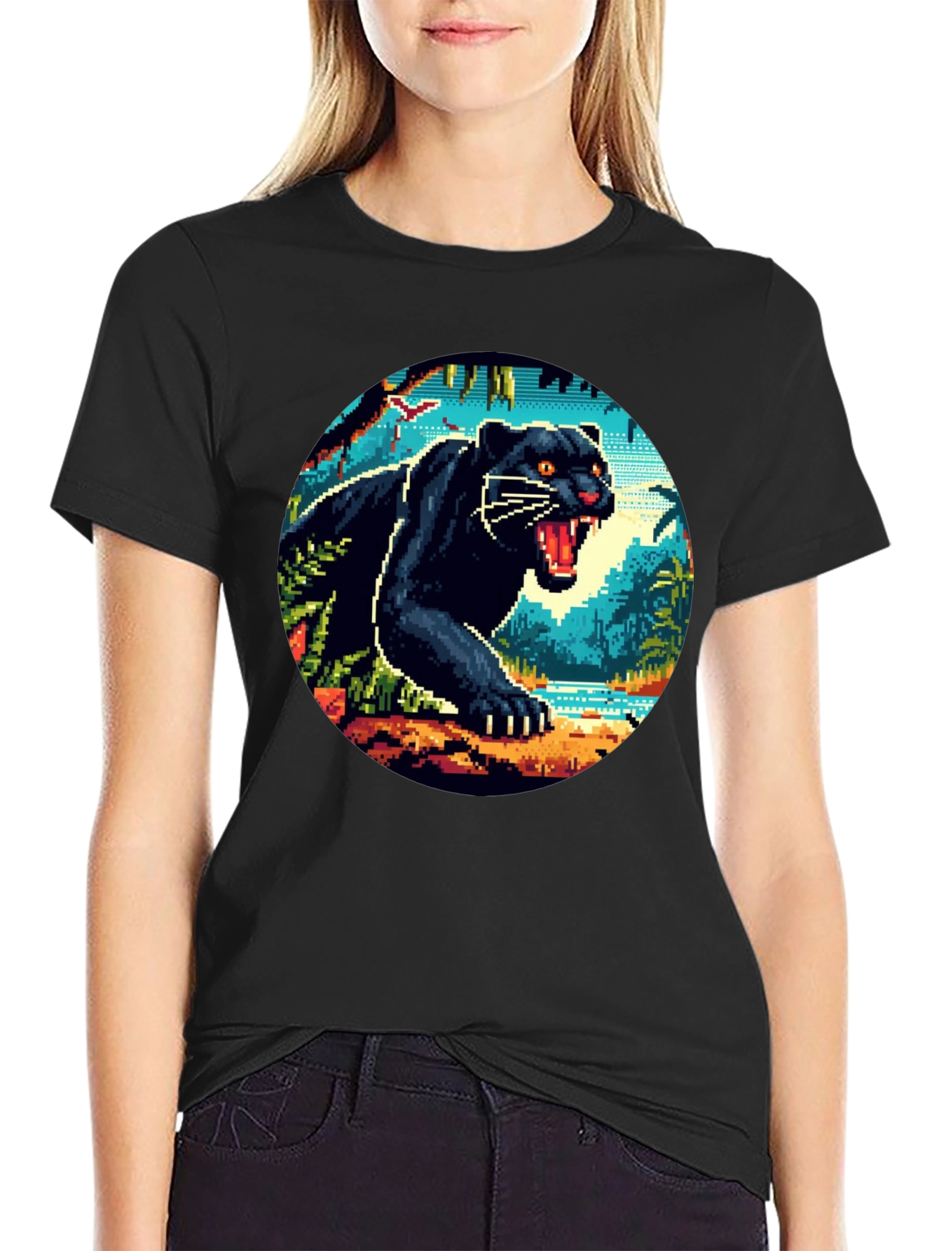 Pixel Panther Graphic Tee - Cool Retro Style