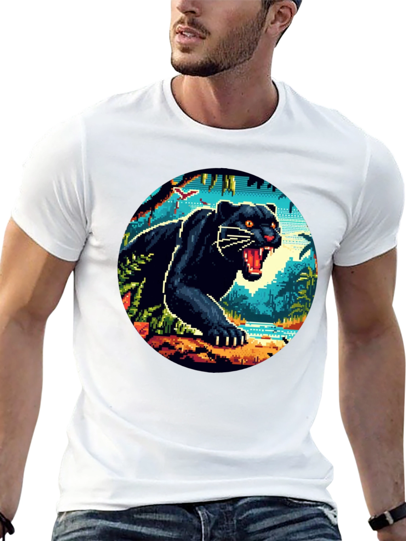 Pixel Panther Graphic Tee - Cool Retro Style