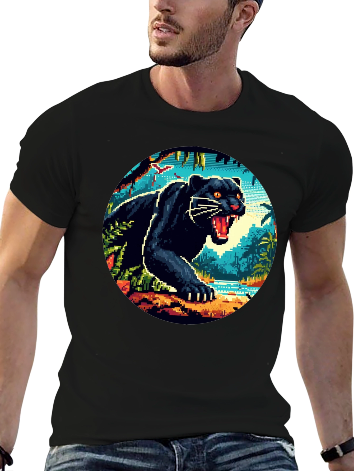 Pixel Panther Graphic Tee - Cool Retro Style