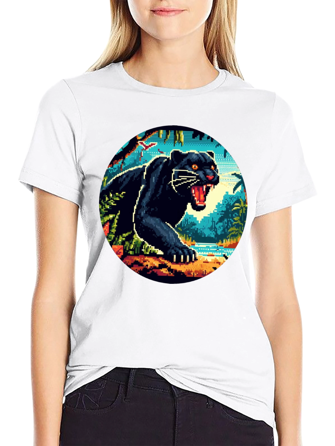 Pixel Panther Graphic Tee - Cool Retro Style