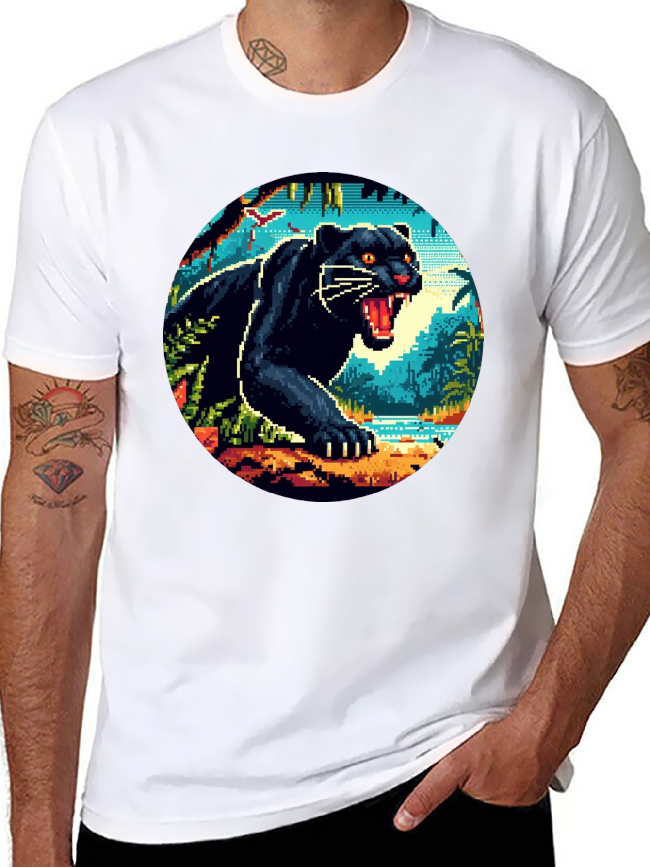 Pixel Panther Graphic Tee - Cool Retro Style