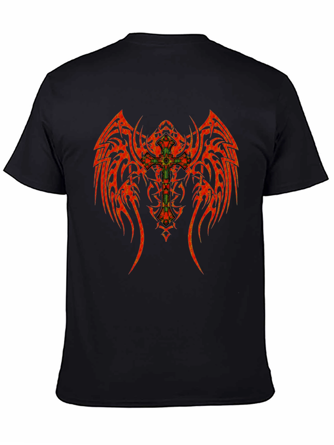 Tribal Winged Cross Graphic T-Shirt