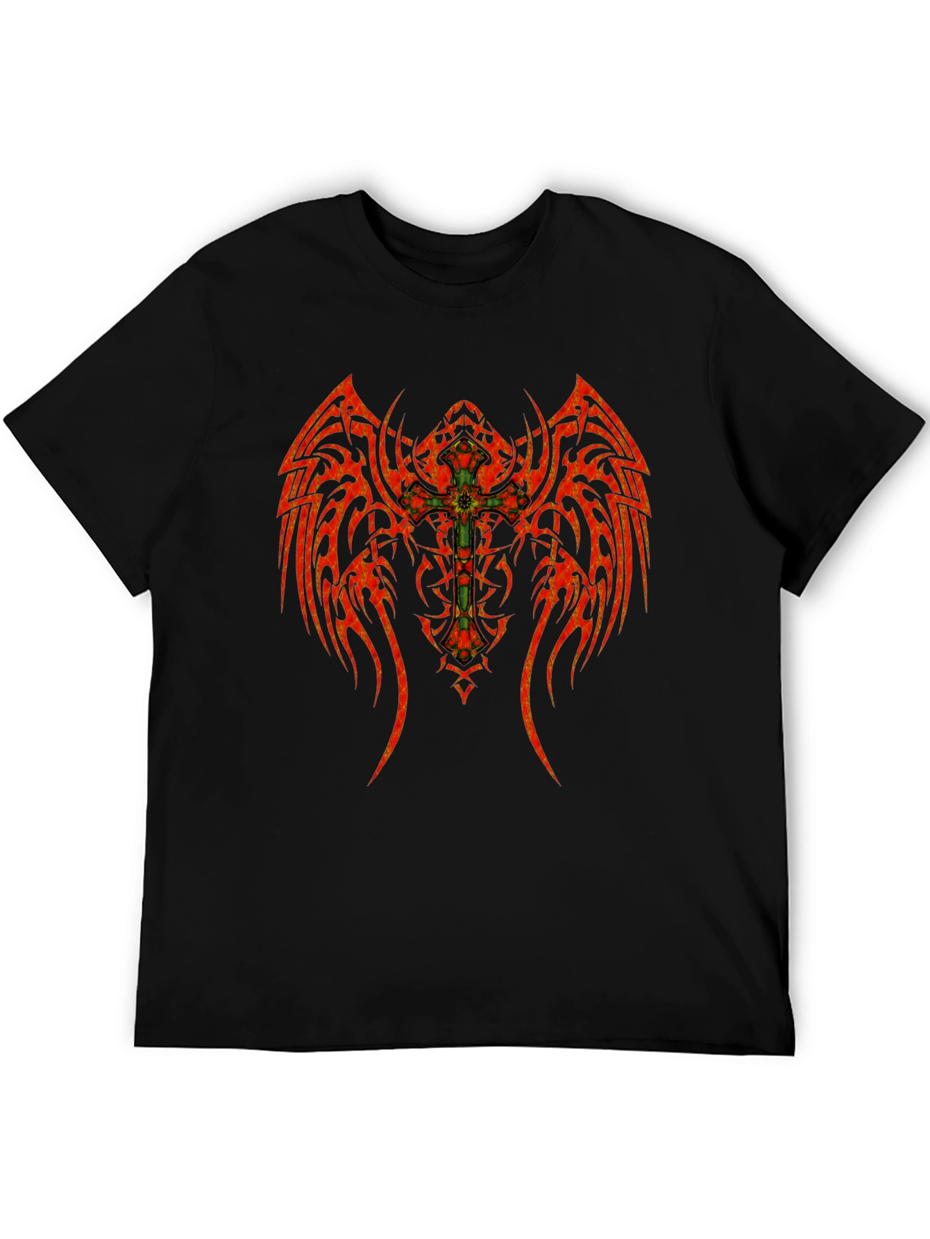 Tribal Winged Cross Graphic T-Shirt