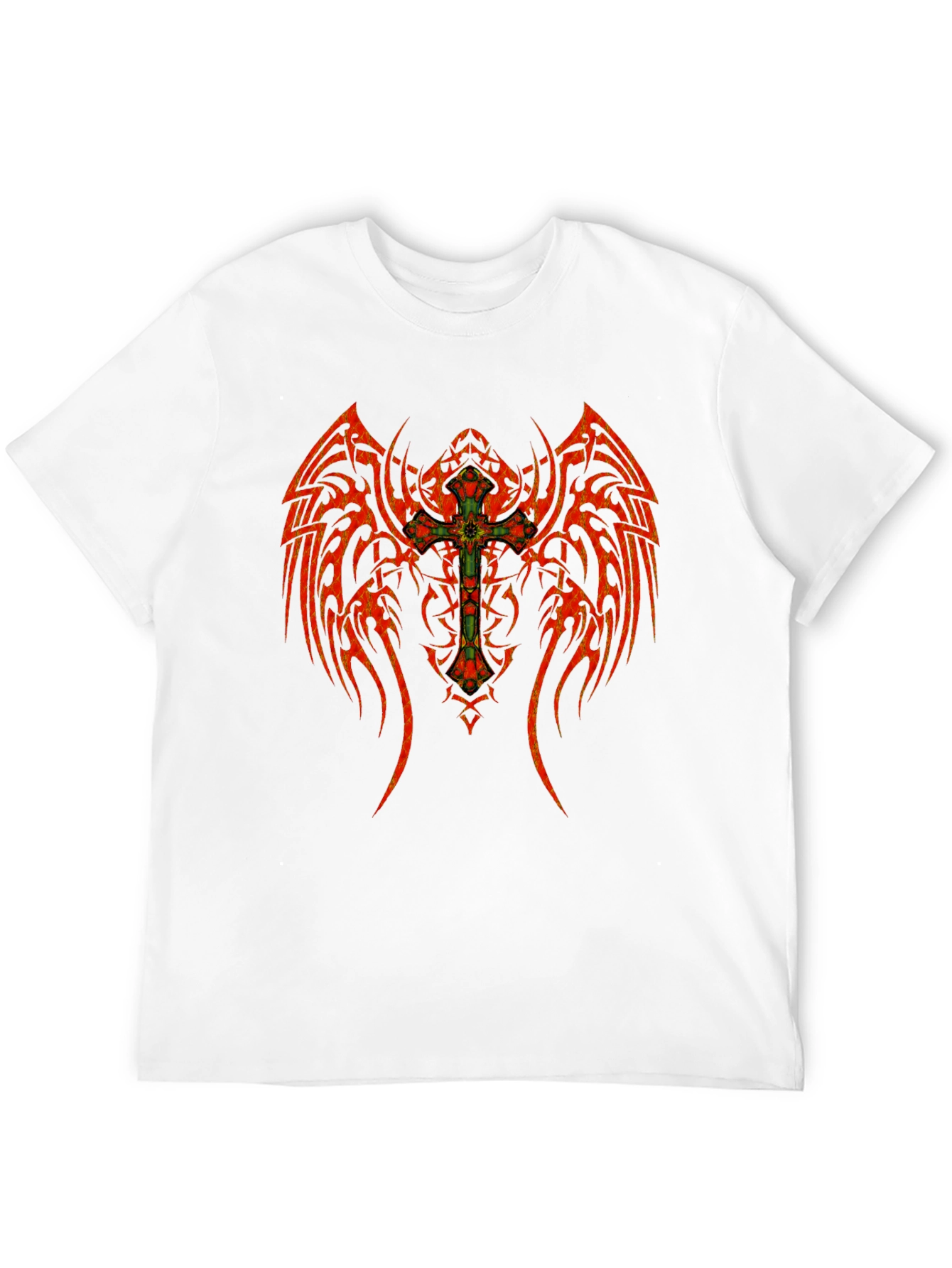 Tribal Winged Cross Graphic T-Shirt