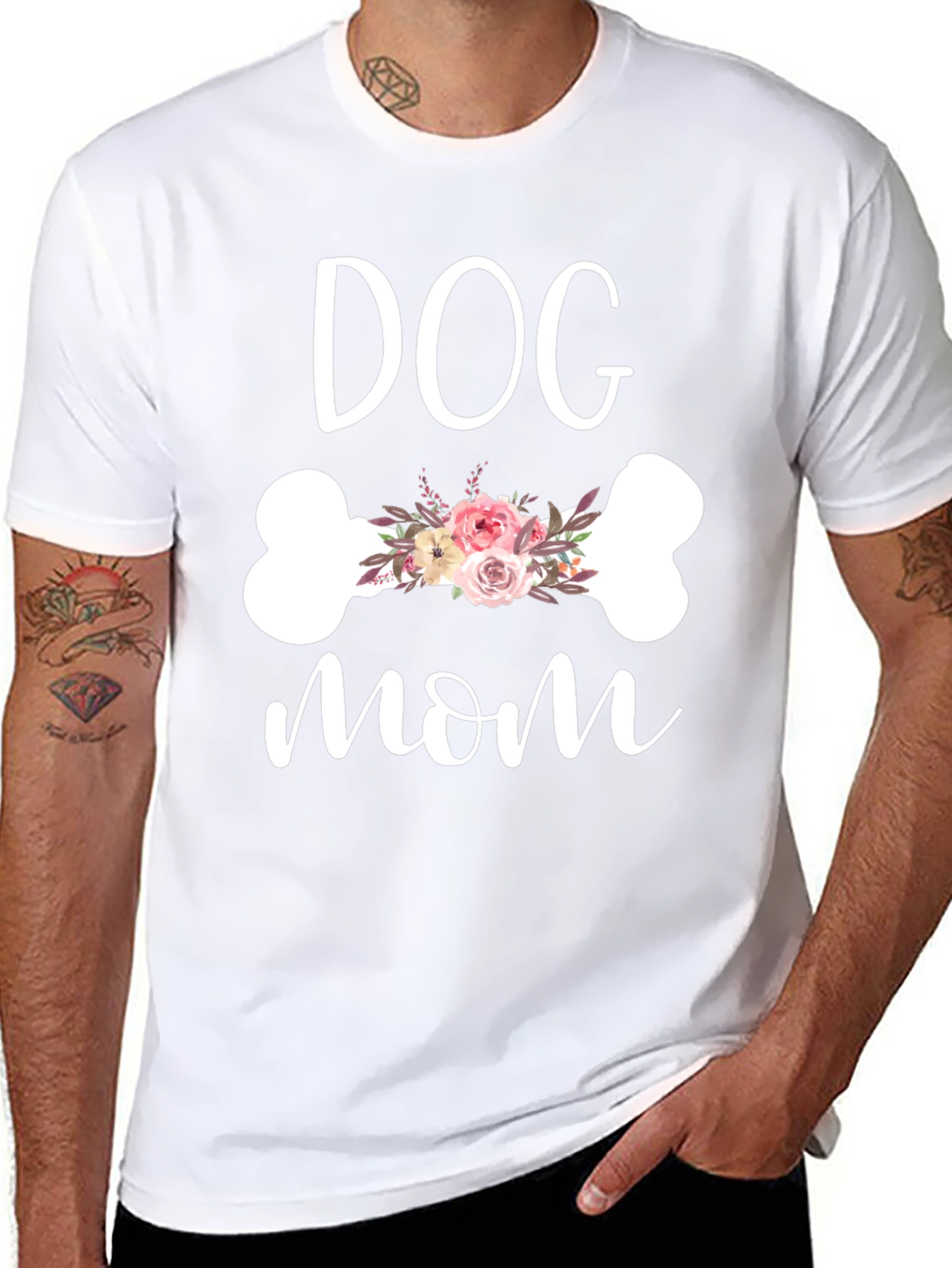 Dog Mom Floral Bone Graphic Tee