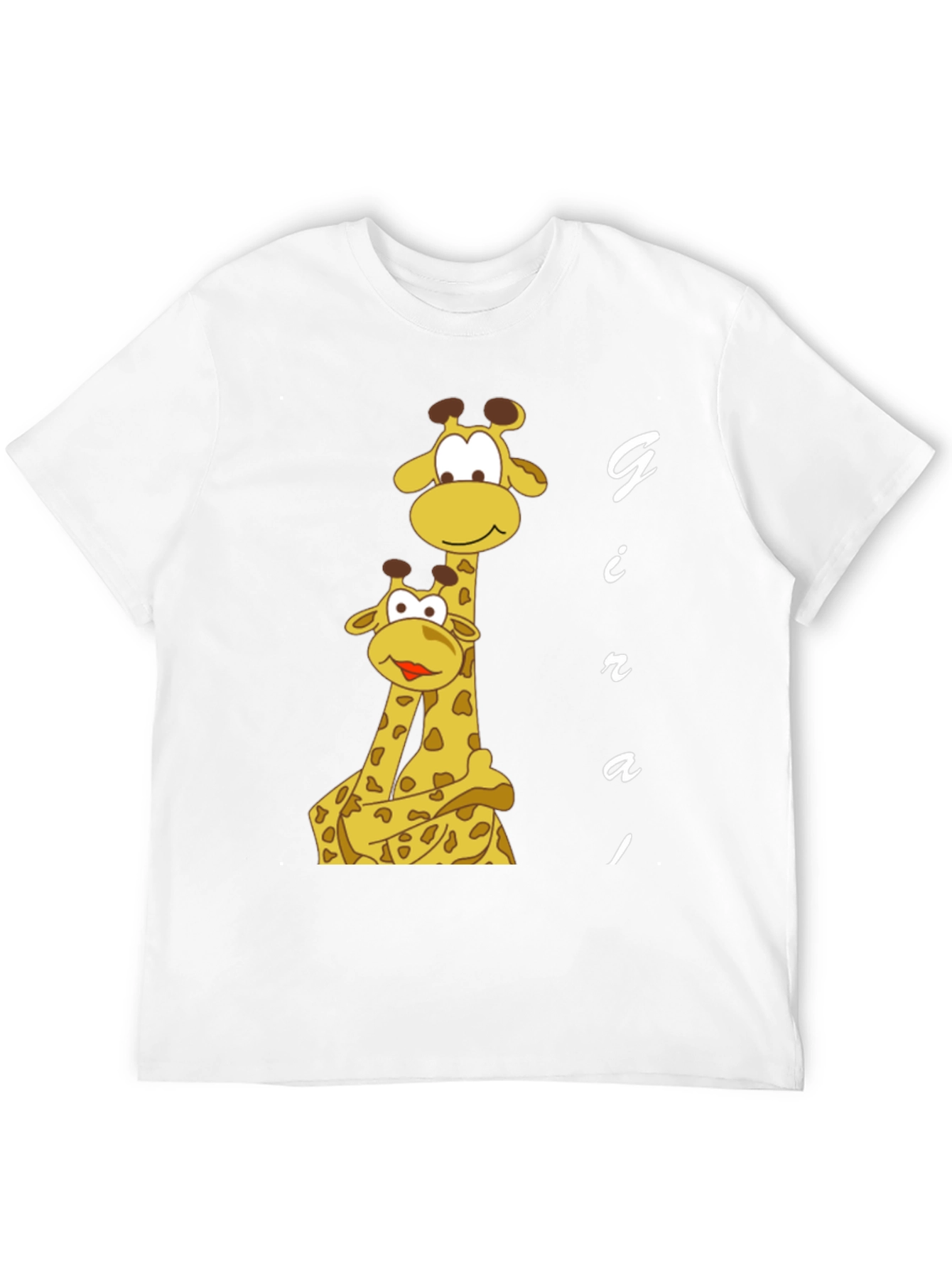 Giraffe Family Graphic Tee - Black Cotton T-Shirt