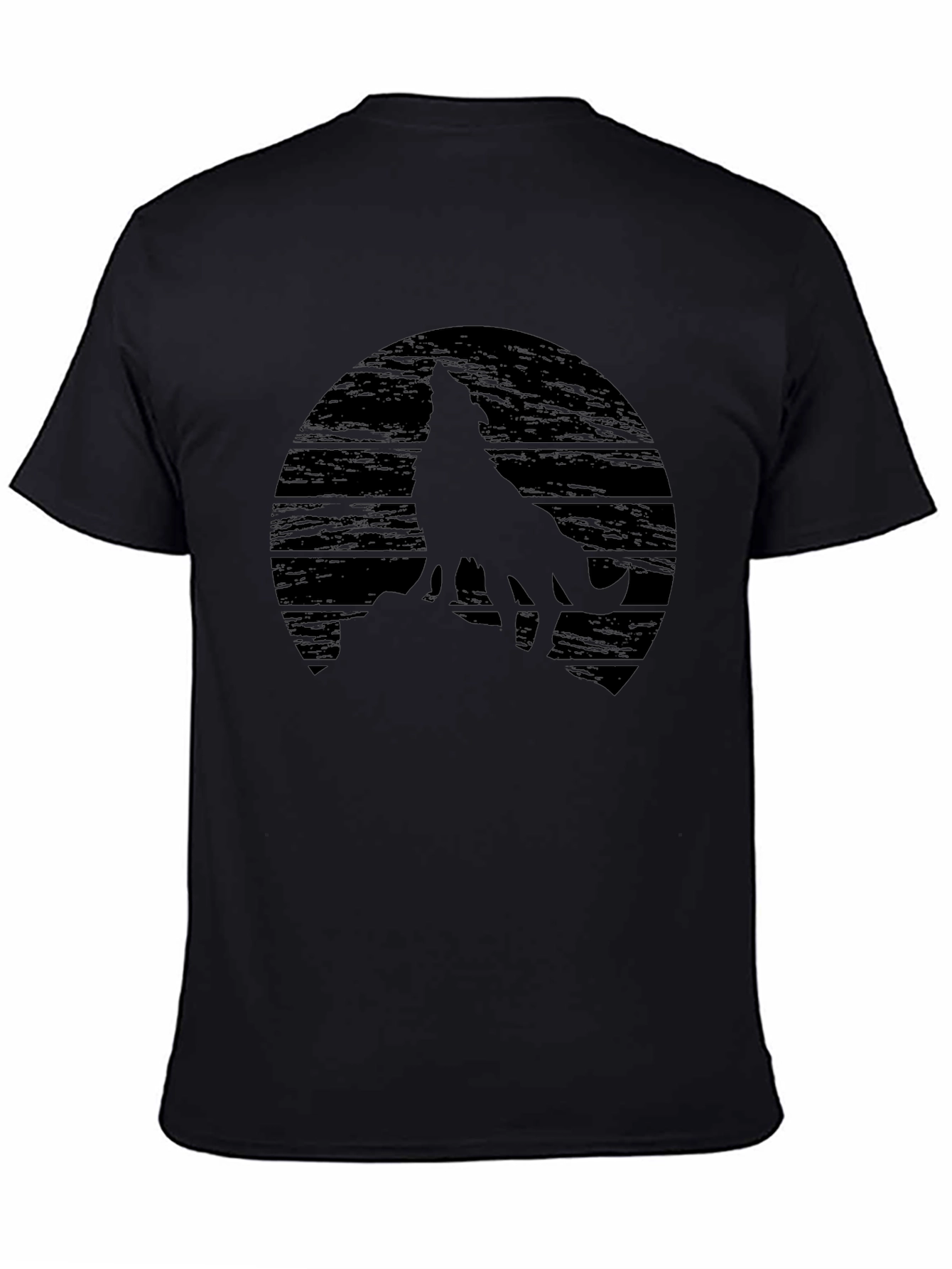 Wolf Silhouette Graphic Black T-Shirt