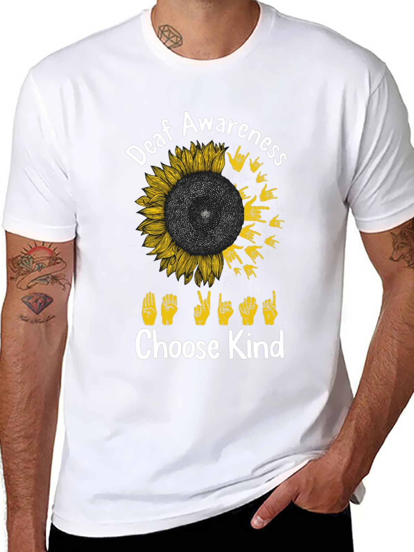 Deaf Awareness Sunflower T-Shirt - Choose Kind