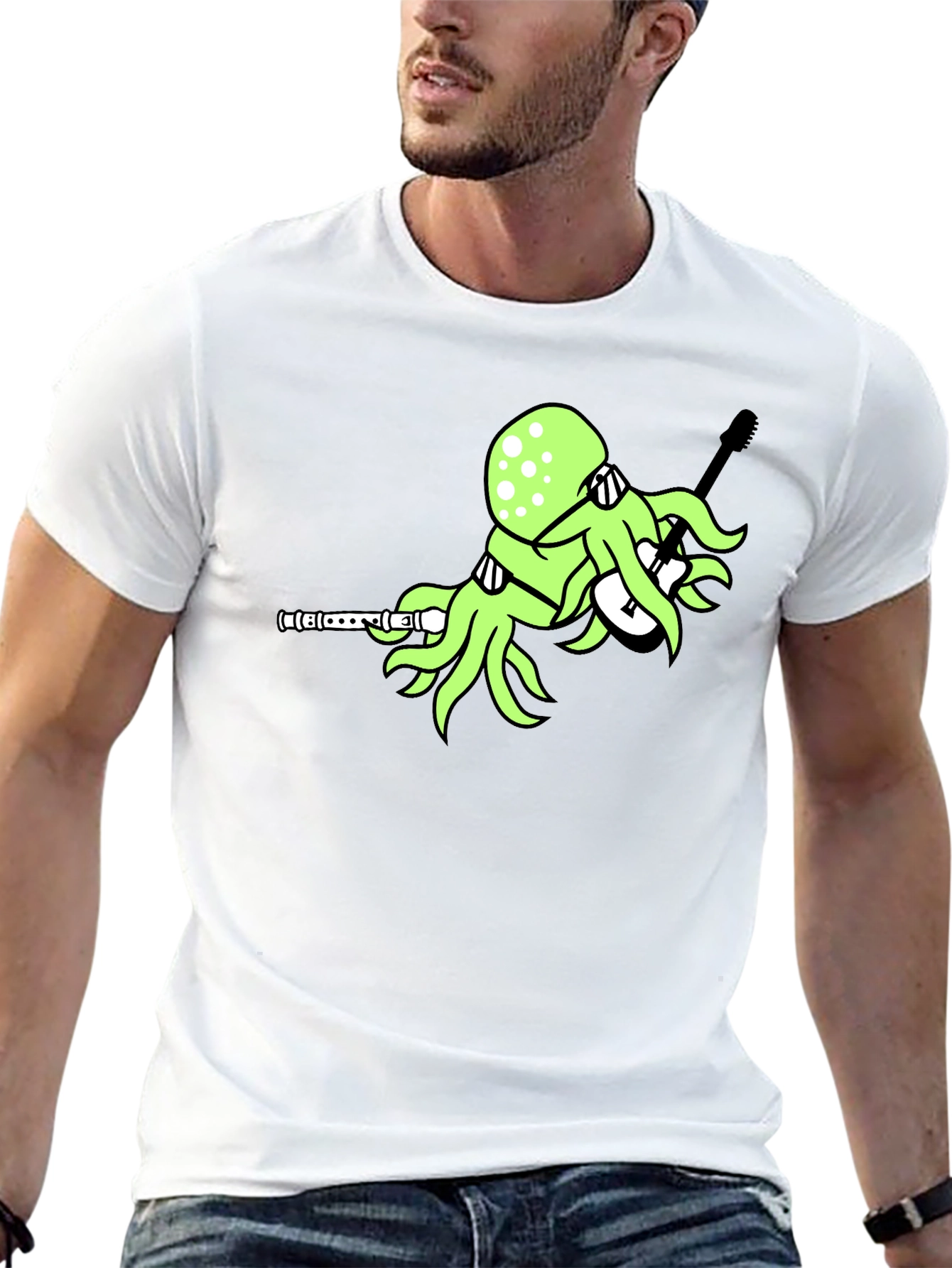 Octopus Guitar Player T-Shirt - Unique Graphic Tee