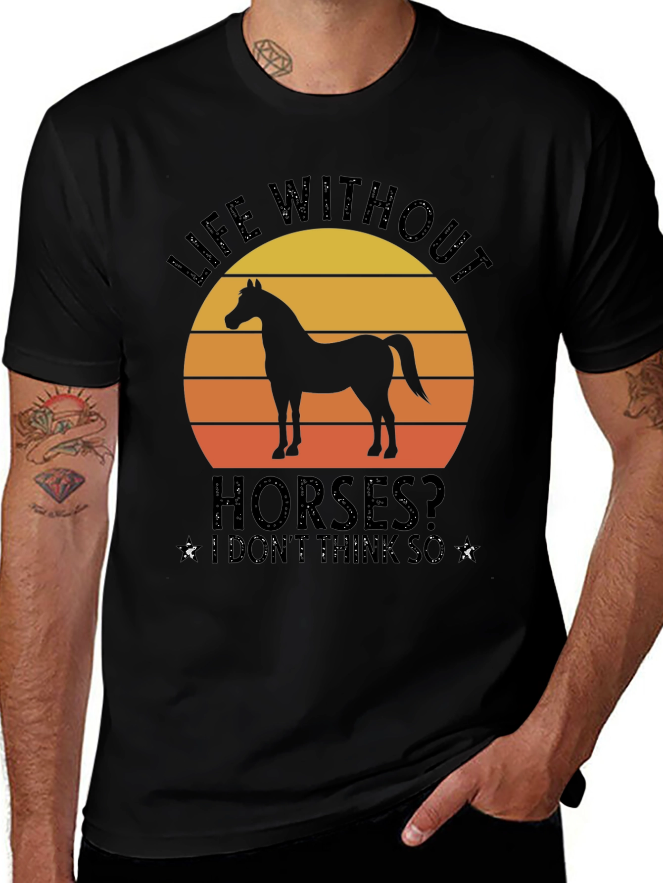 Life Without Horses? Black Graphic Tee