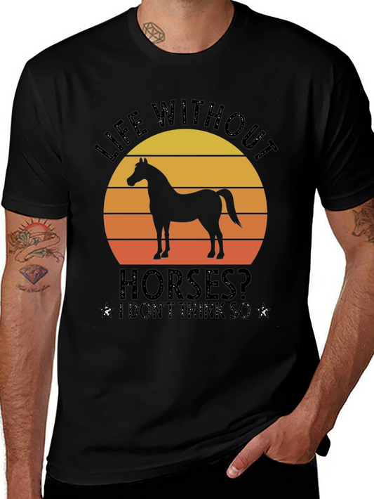 Life Without Horses? Black Graphic Tee