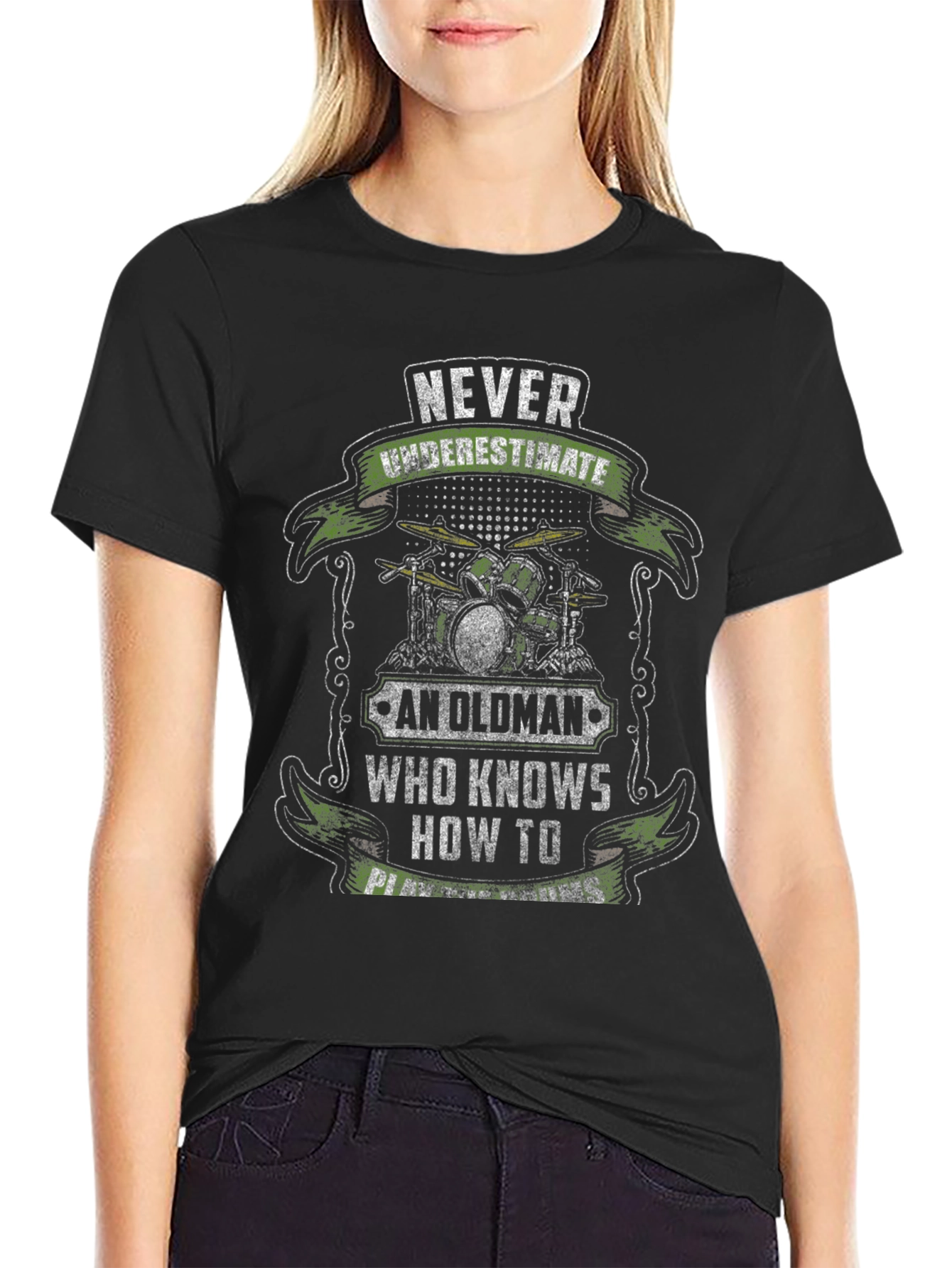 Never Underestimate Old Man Drummer T-Shirt