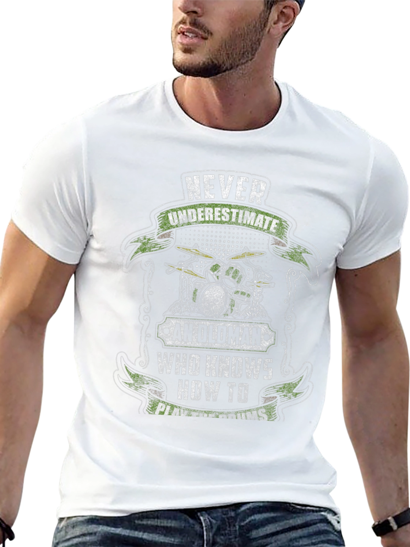 Never Underestimate Old Man Drummer T-Shirt