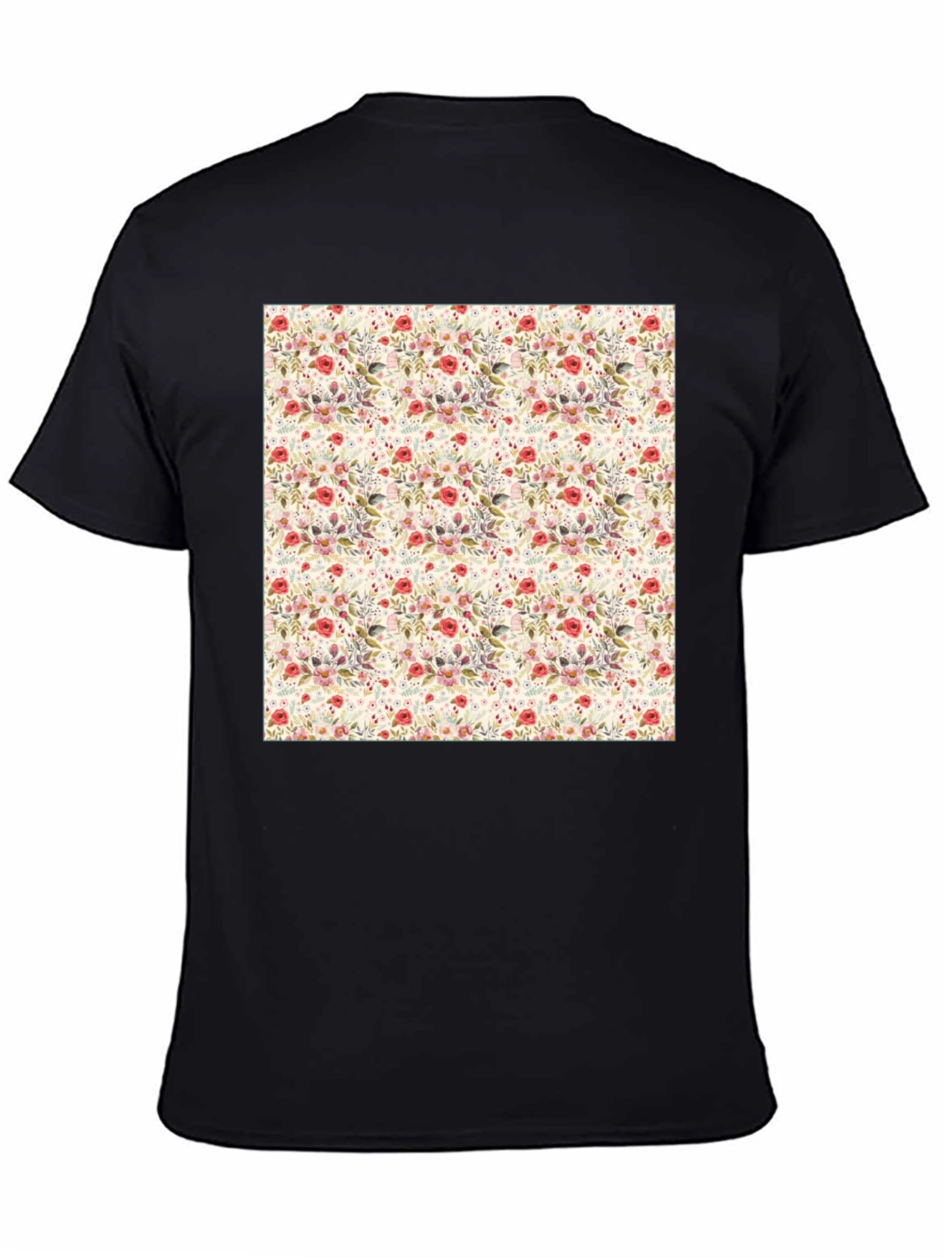 Floral Print Crew Neck Tee - Casual Style