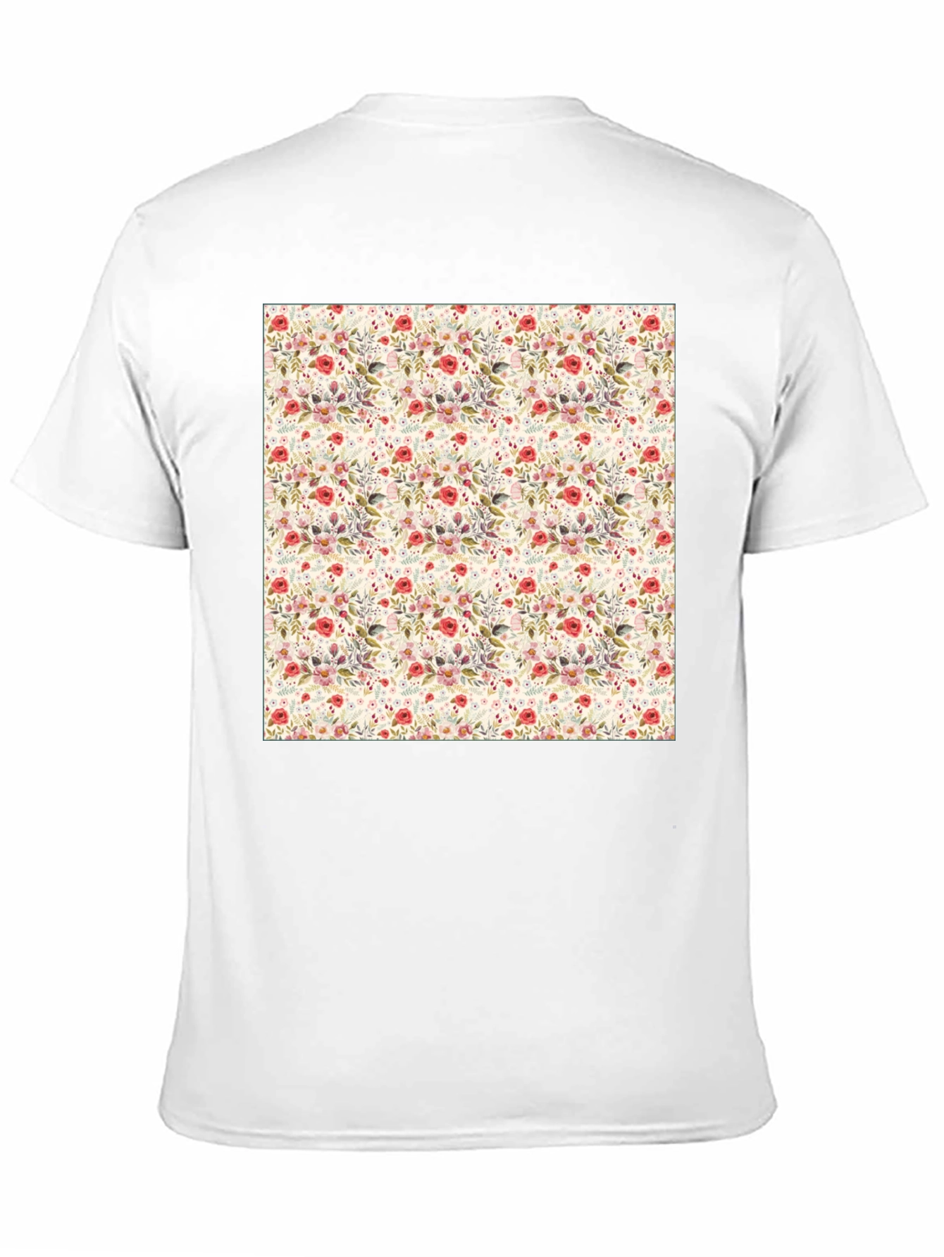 Floral Print Crew Neck Tee - Casual Style