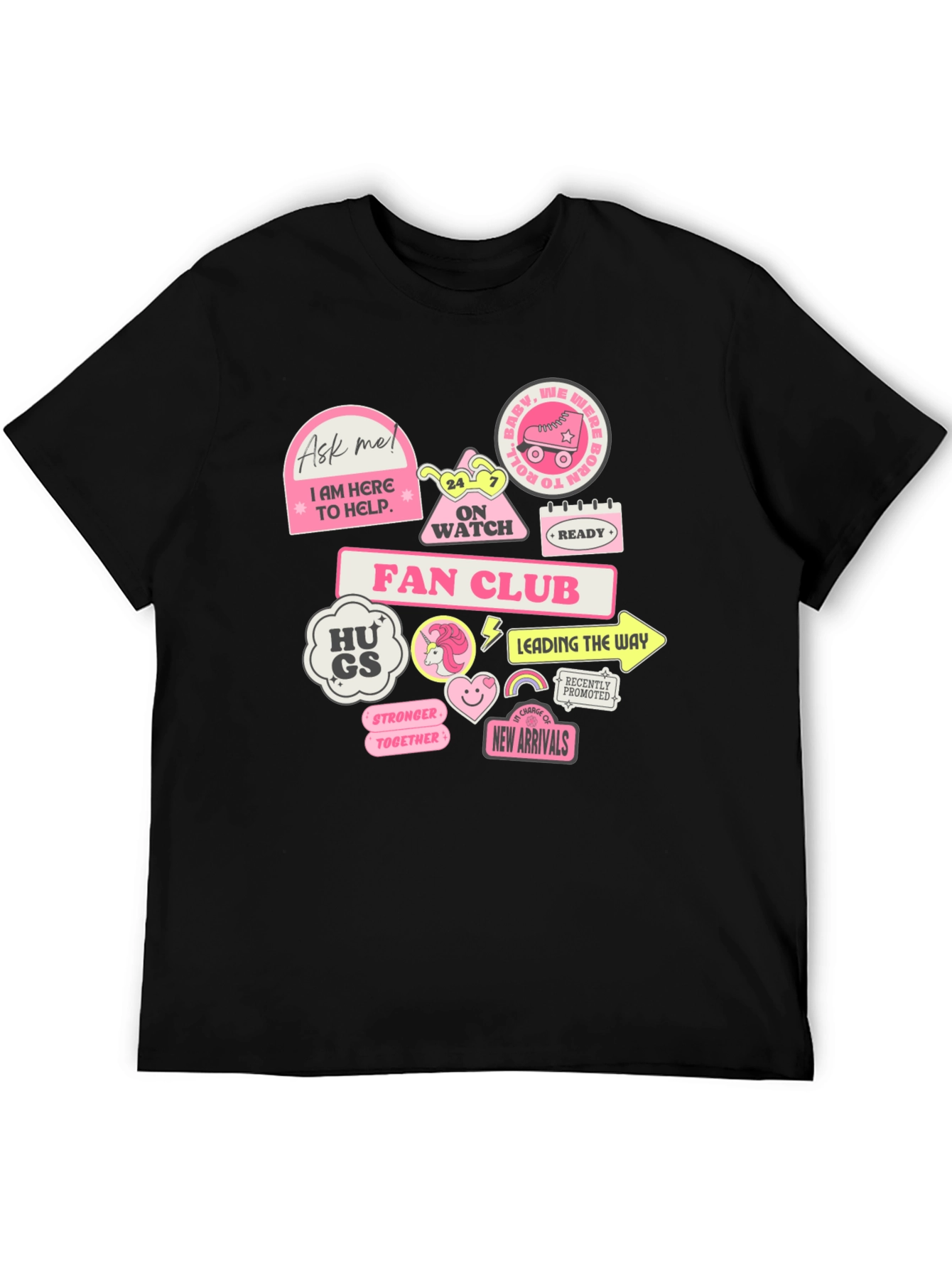 Fun Graphic T-Shirt with Pink Stickers