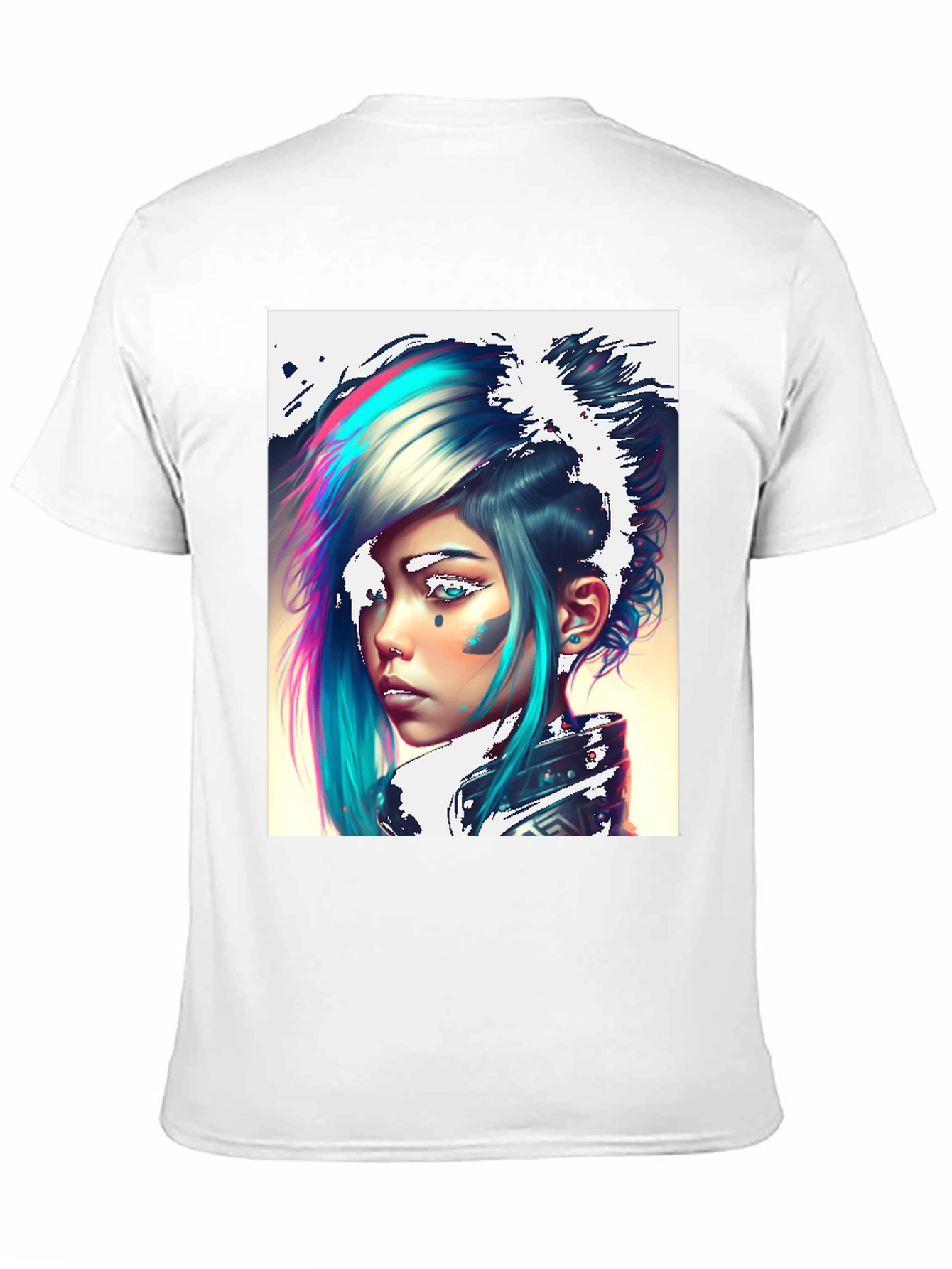 Cyberpunk Girl Graphic Tee - Black Cotton