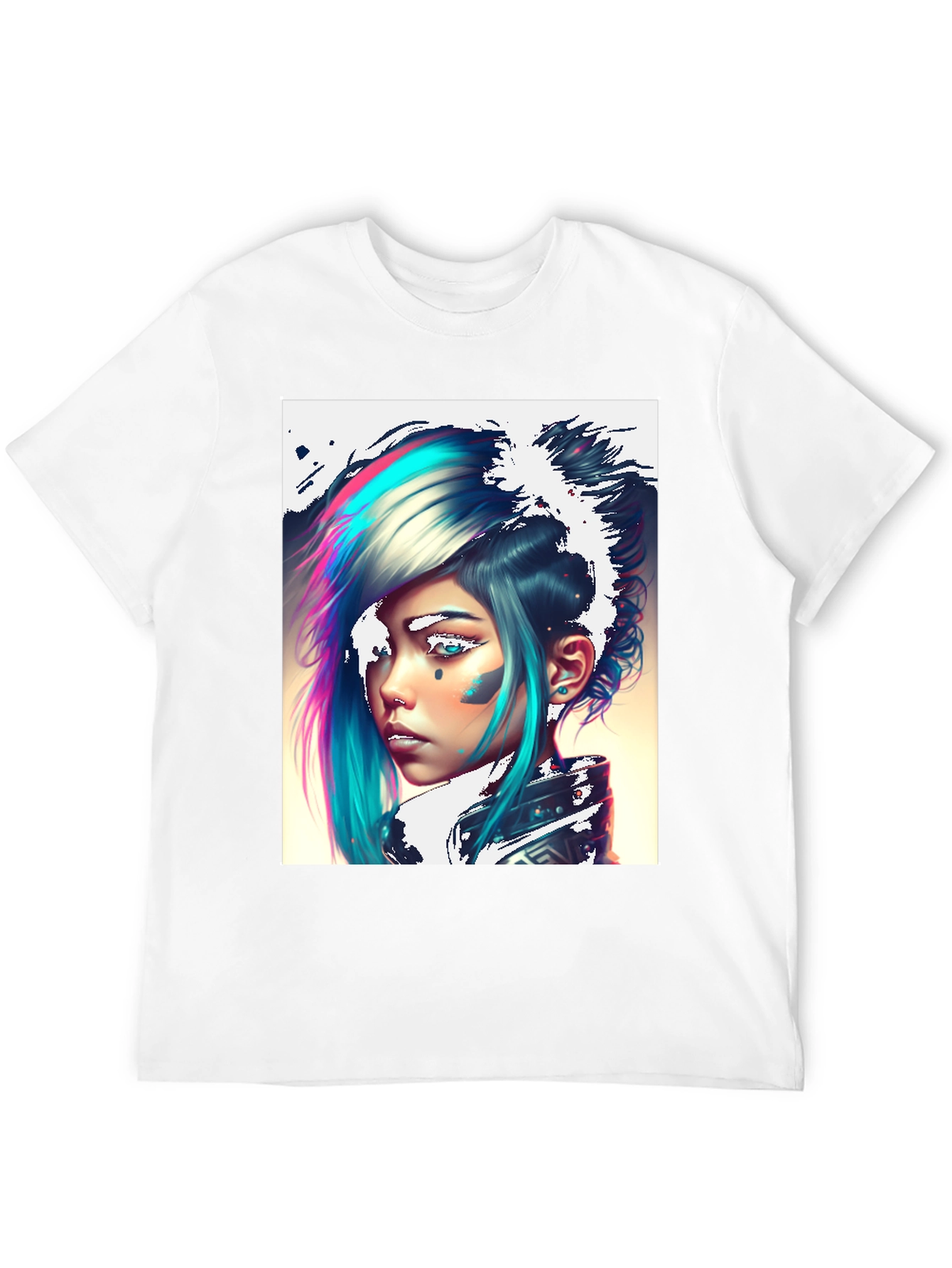 Cyberpunk Girl Graphic Tee - Black Cotton