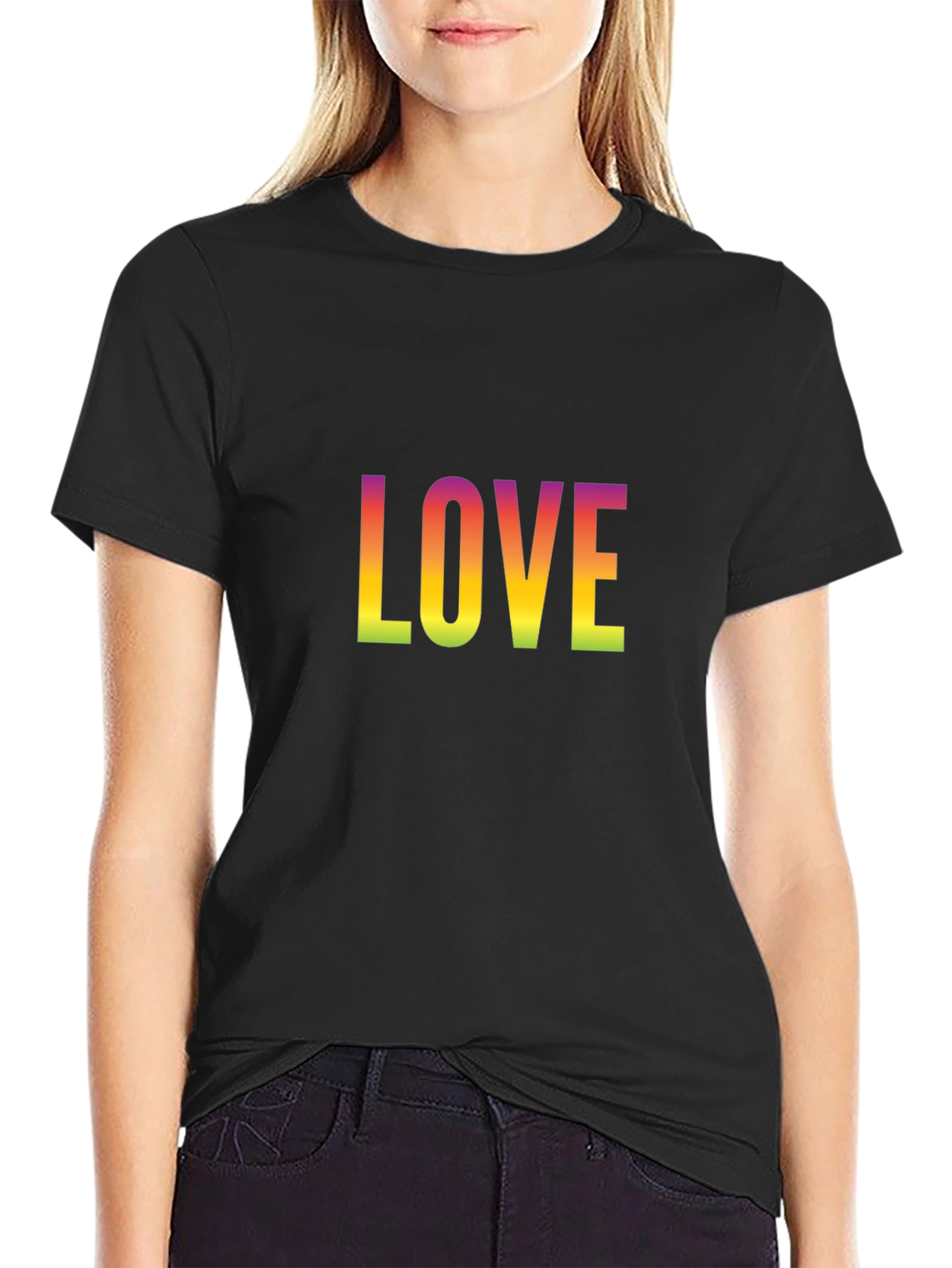 Rainbow Love Graphic Black T-Shirt