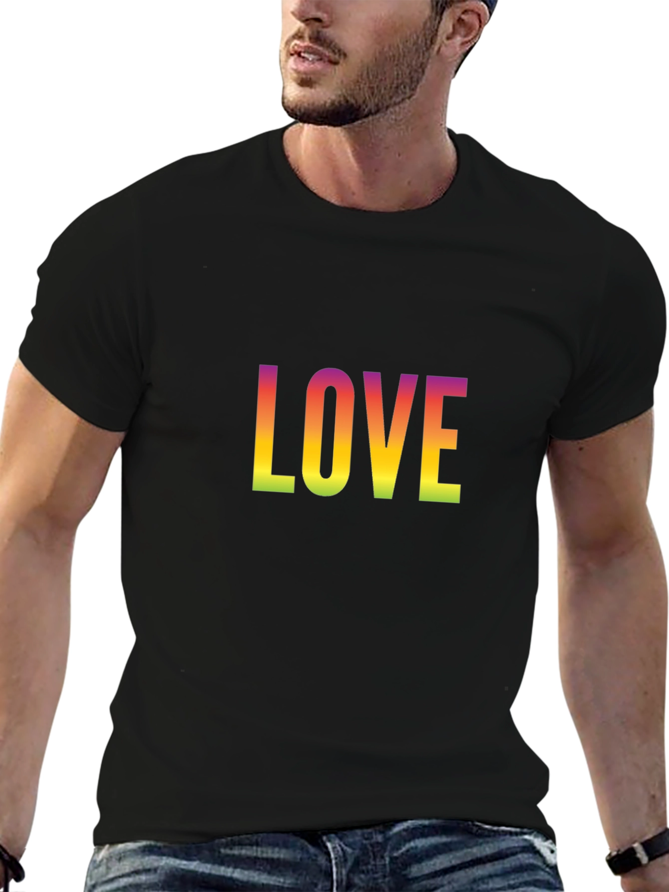 Rainbow Love Graphic Black T-Shirt