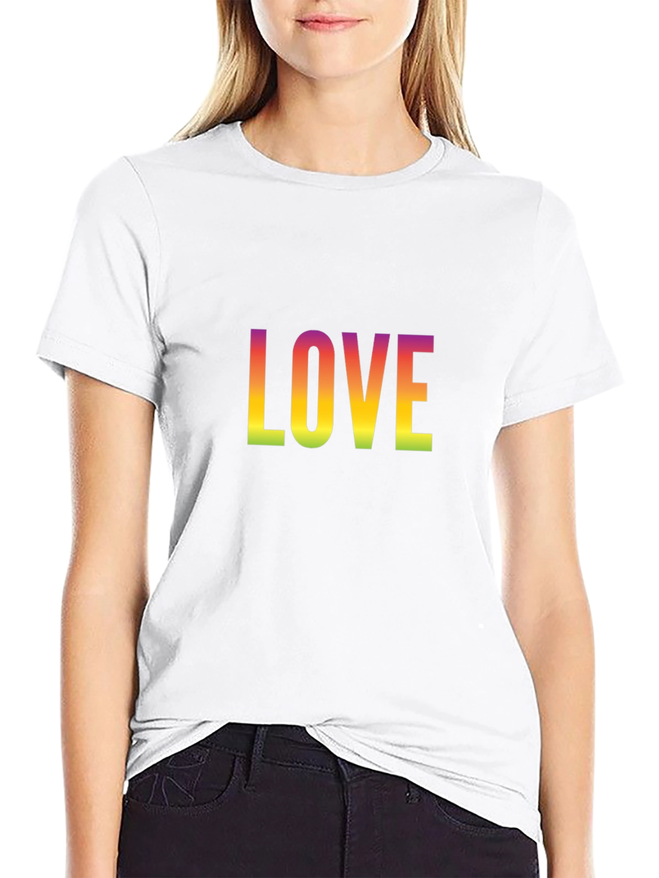 Rainbow Love Graphic Black T-Shirt