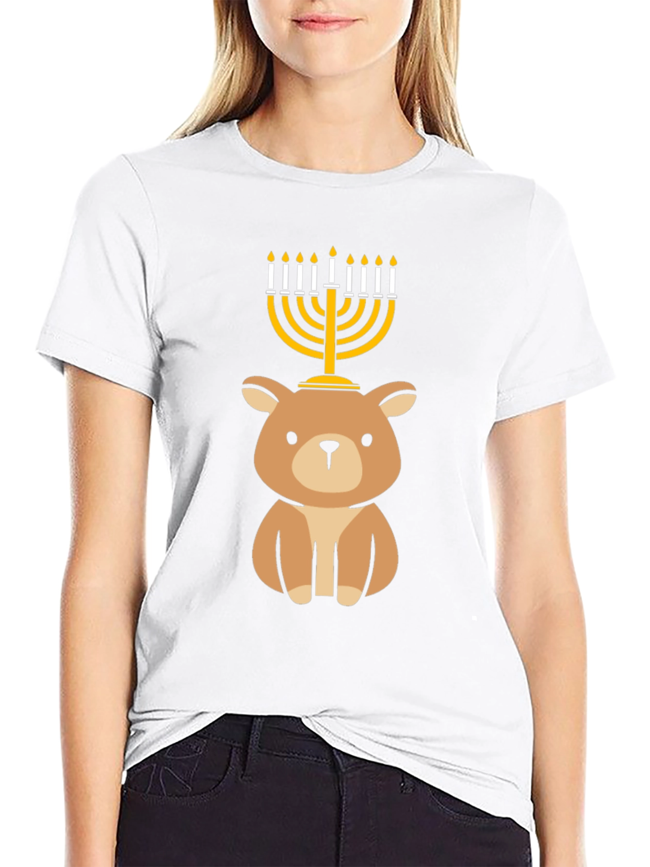 Cute Hanukkah Bear Menorah T-Shirt