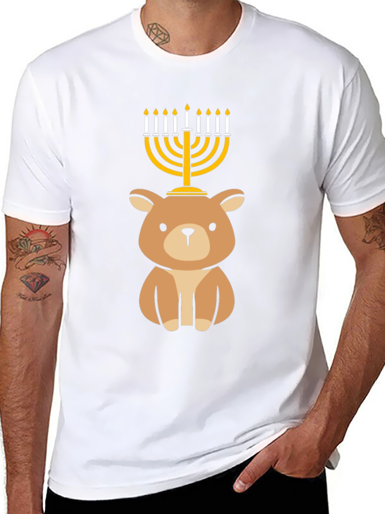 Cute Hanukkah Bear Menorah T-Shirt