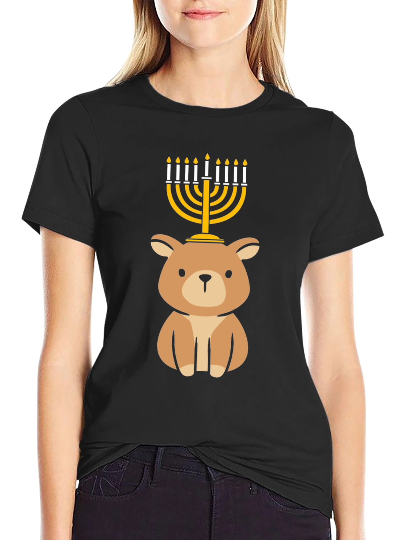 Cute Hanukkah Bear Menorah T-Shirt