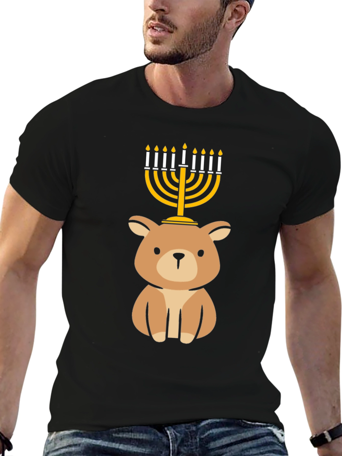Cute Hanukkah Bear Menorah T-Shirt
