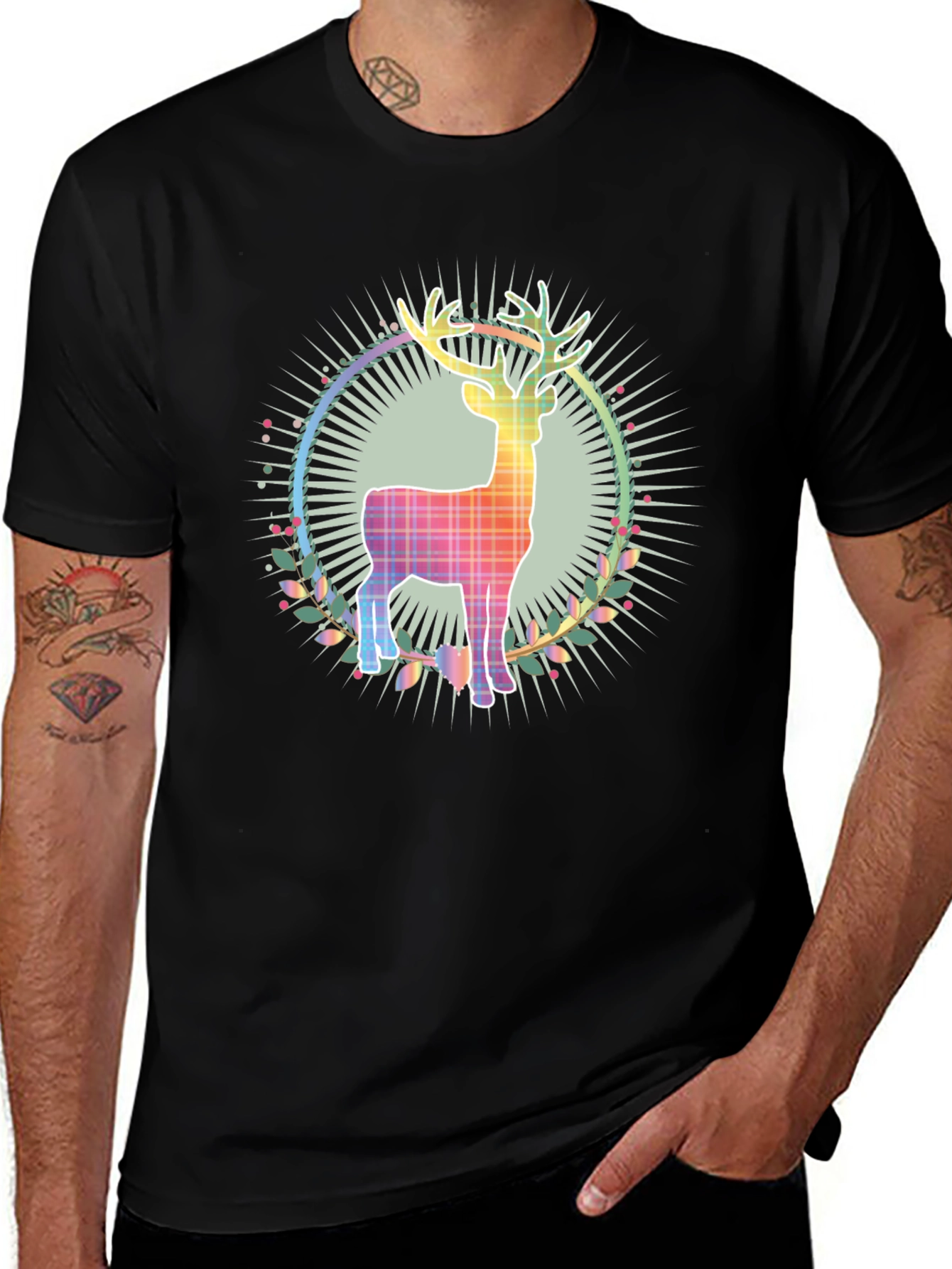 Festive Reindeer Graphic Tee - Holiday Style